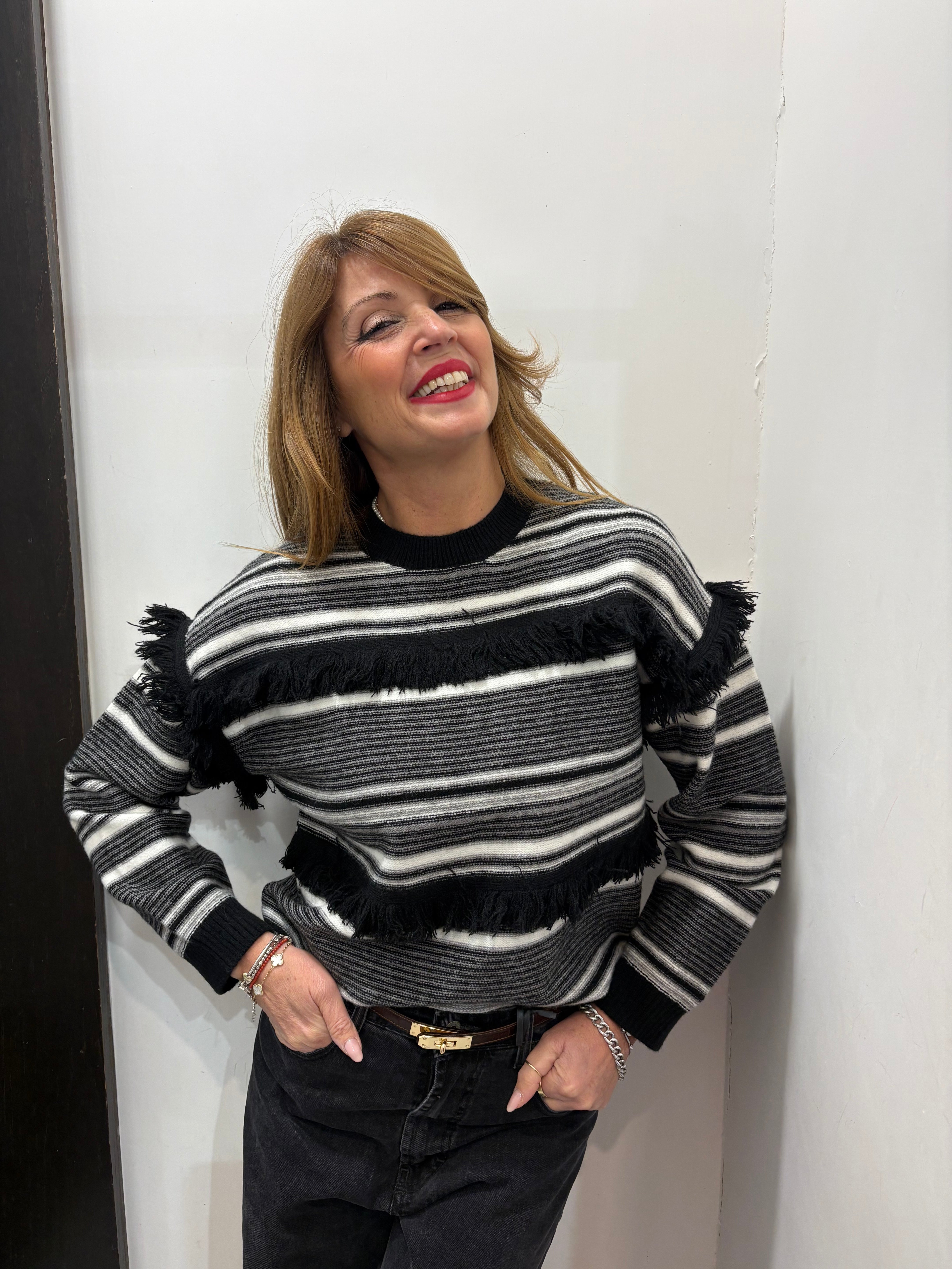 Maglia girocollo con frange Emisphere