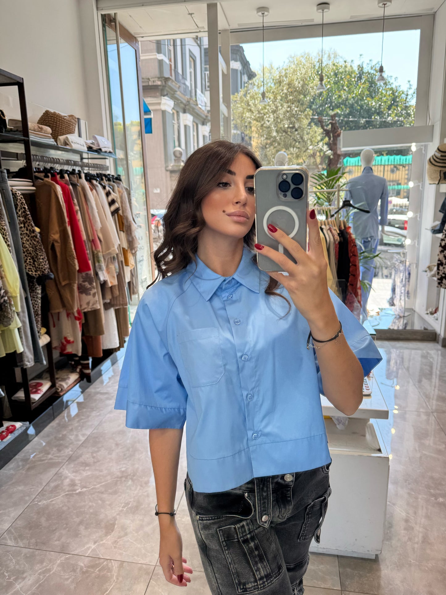 Camicia crop in cotone Imperial
