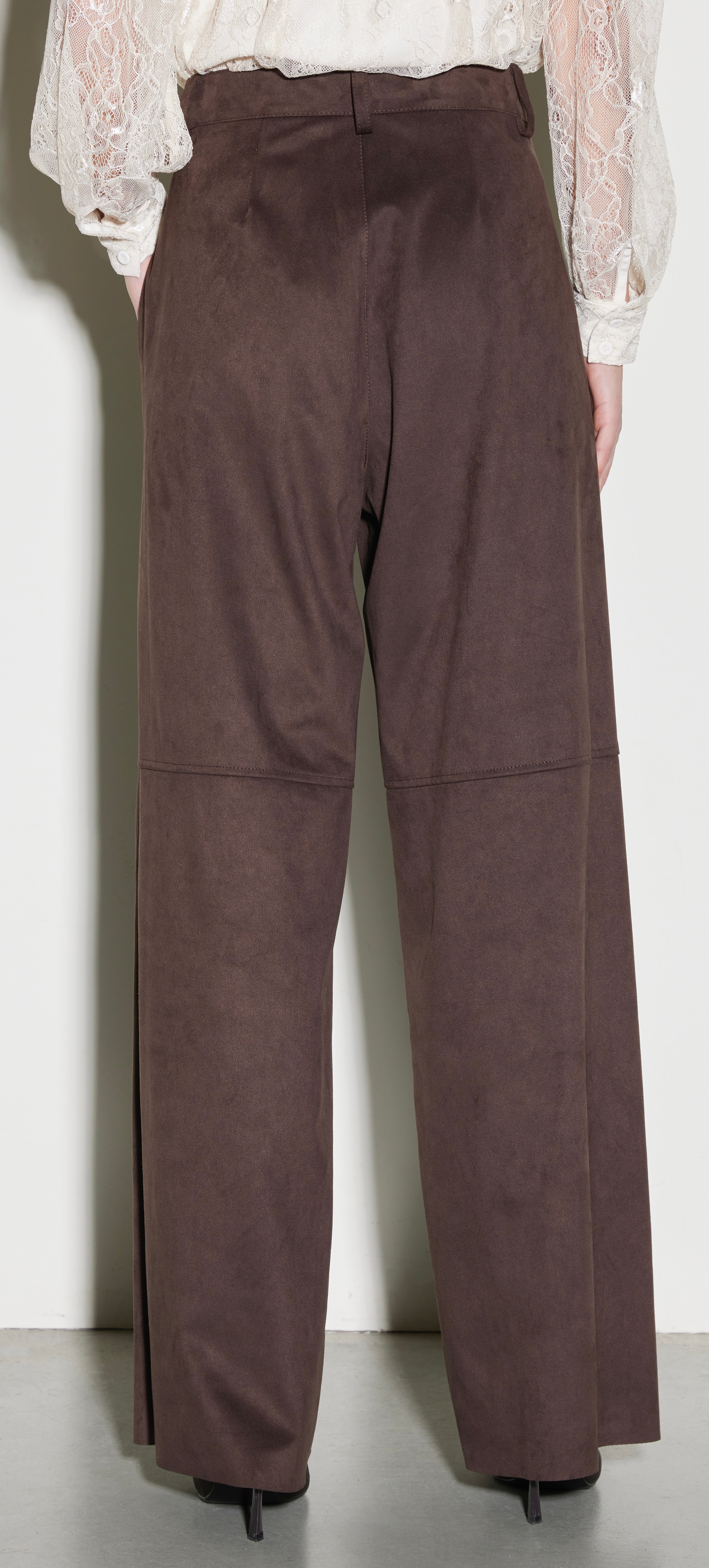 Pantaloni Ampi in Tessuto Scamosciato Moro Kaos Donna