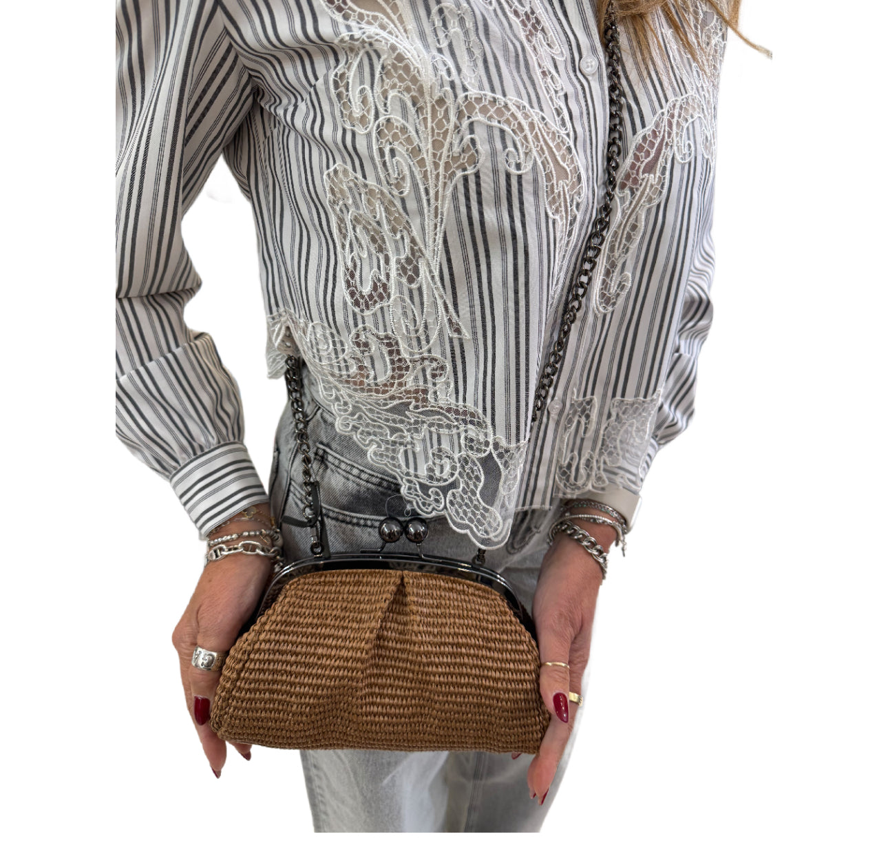Mini clutch in rafia