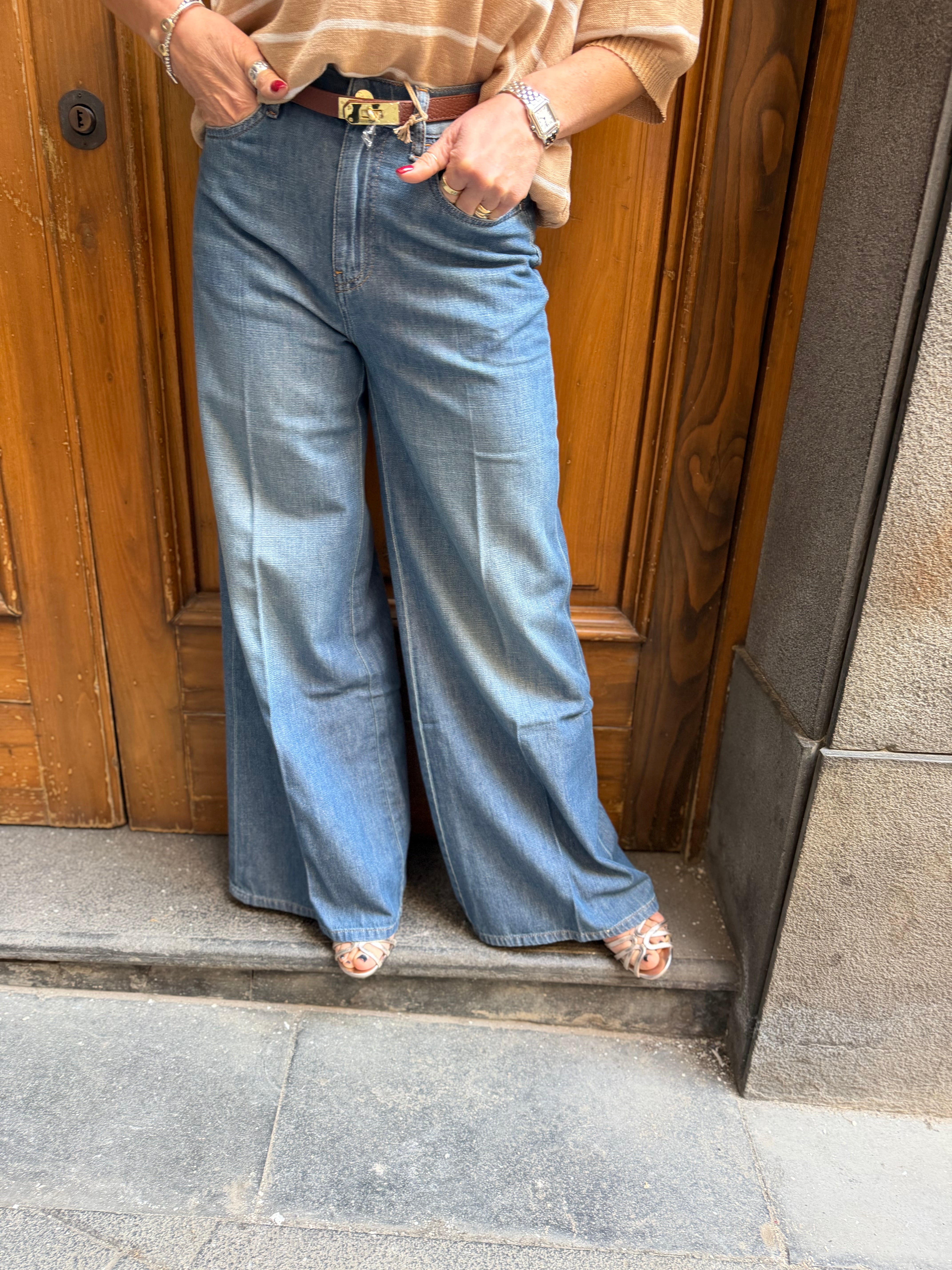 Jeans wide leg vita alta Kaos Denim