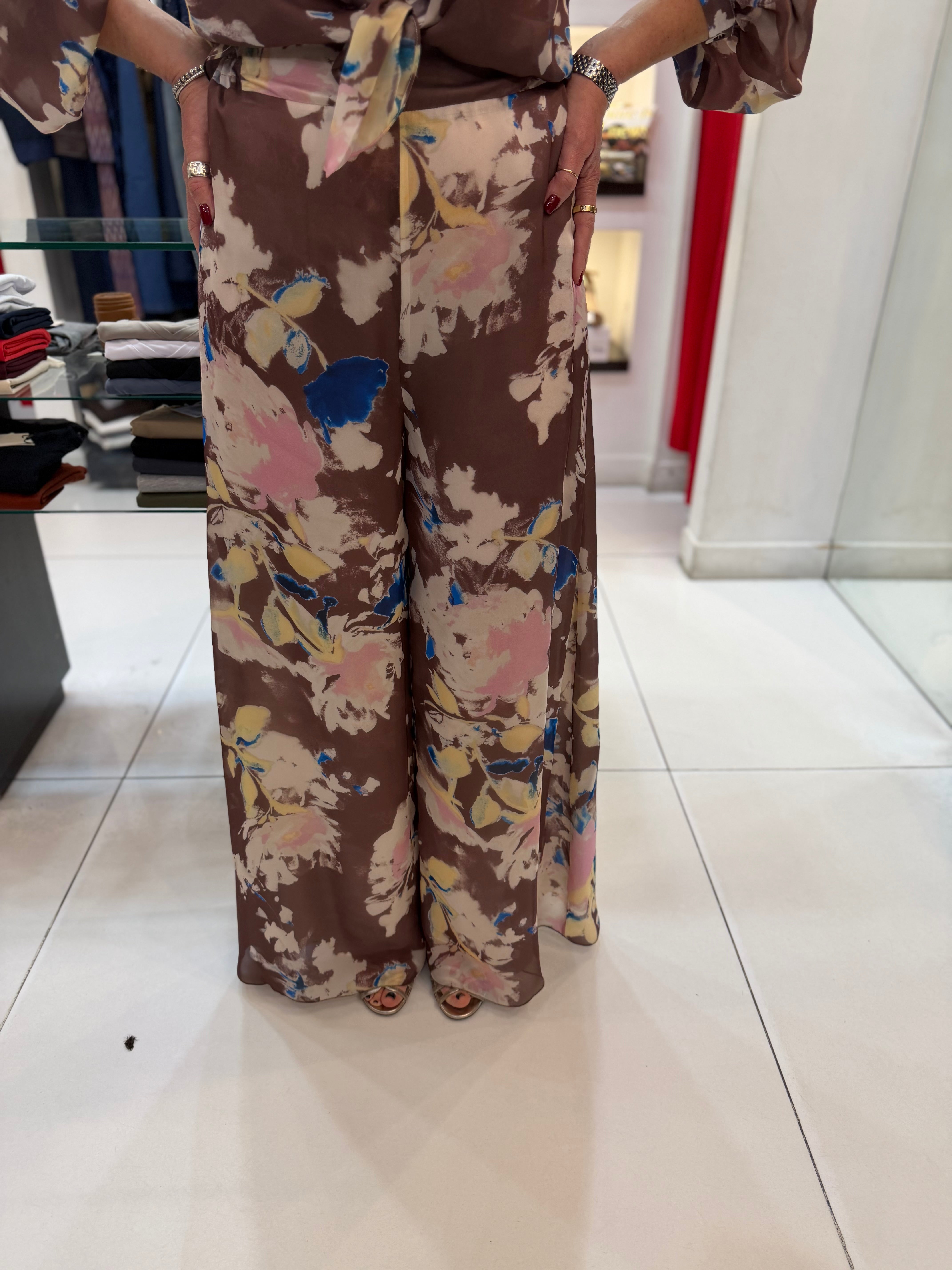 Pantalone Wide-leg in chiffon stampato Hanita