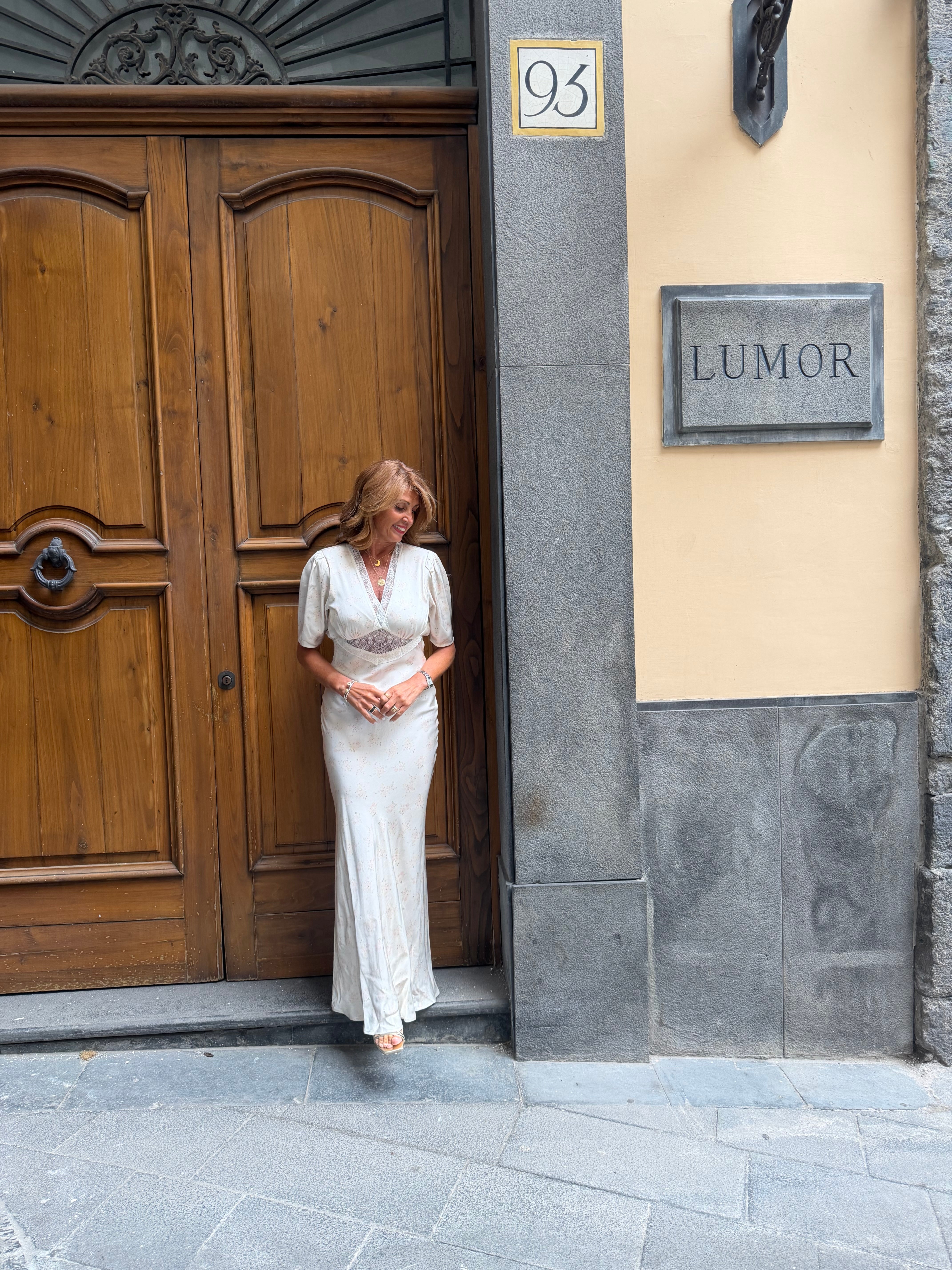 Abito lungo fantasia floreale con scollo a V e drappeggio floreale Imperial