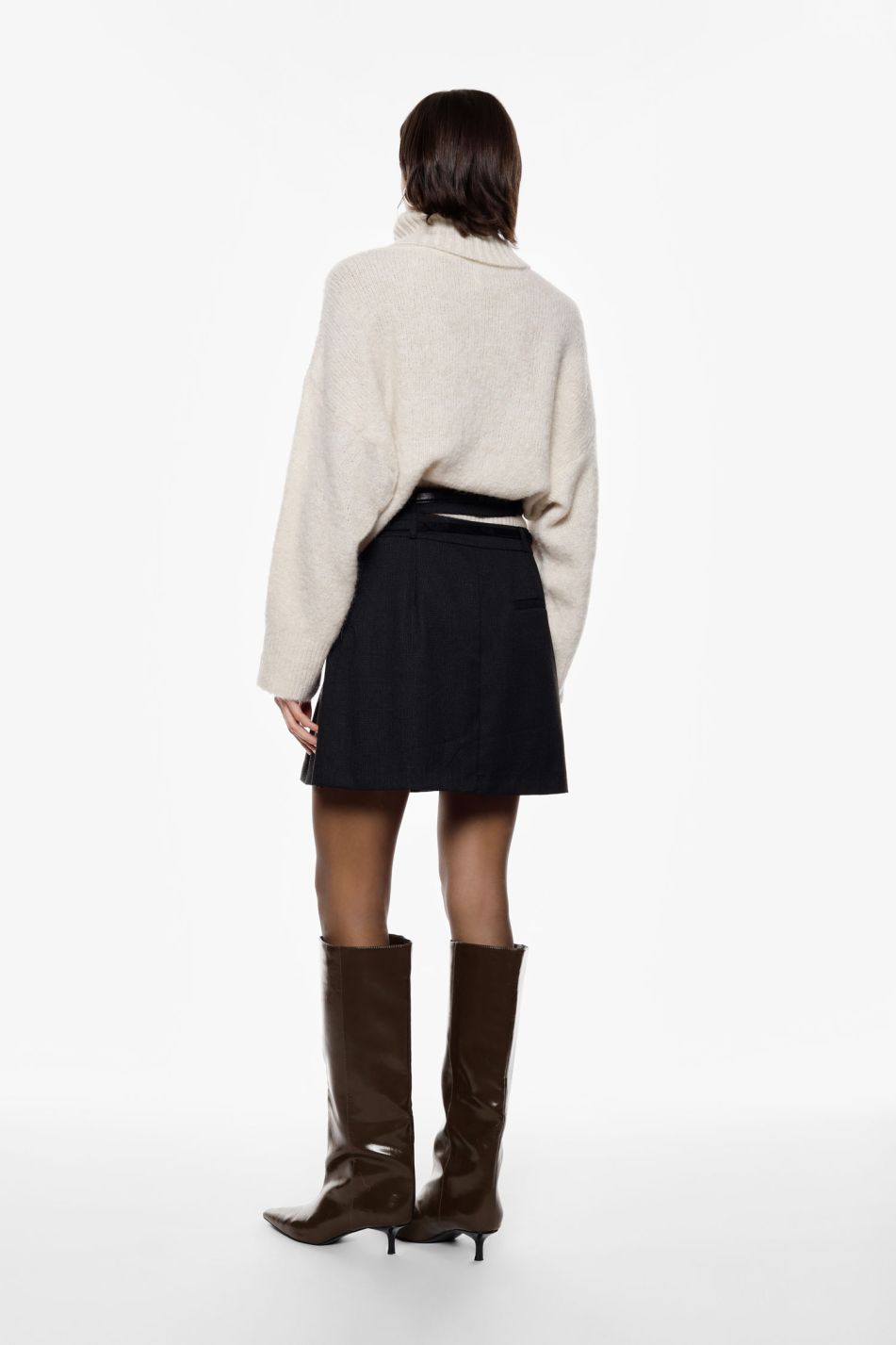 Gonna corta plissé vita alta con cinturino Imperial