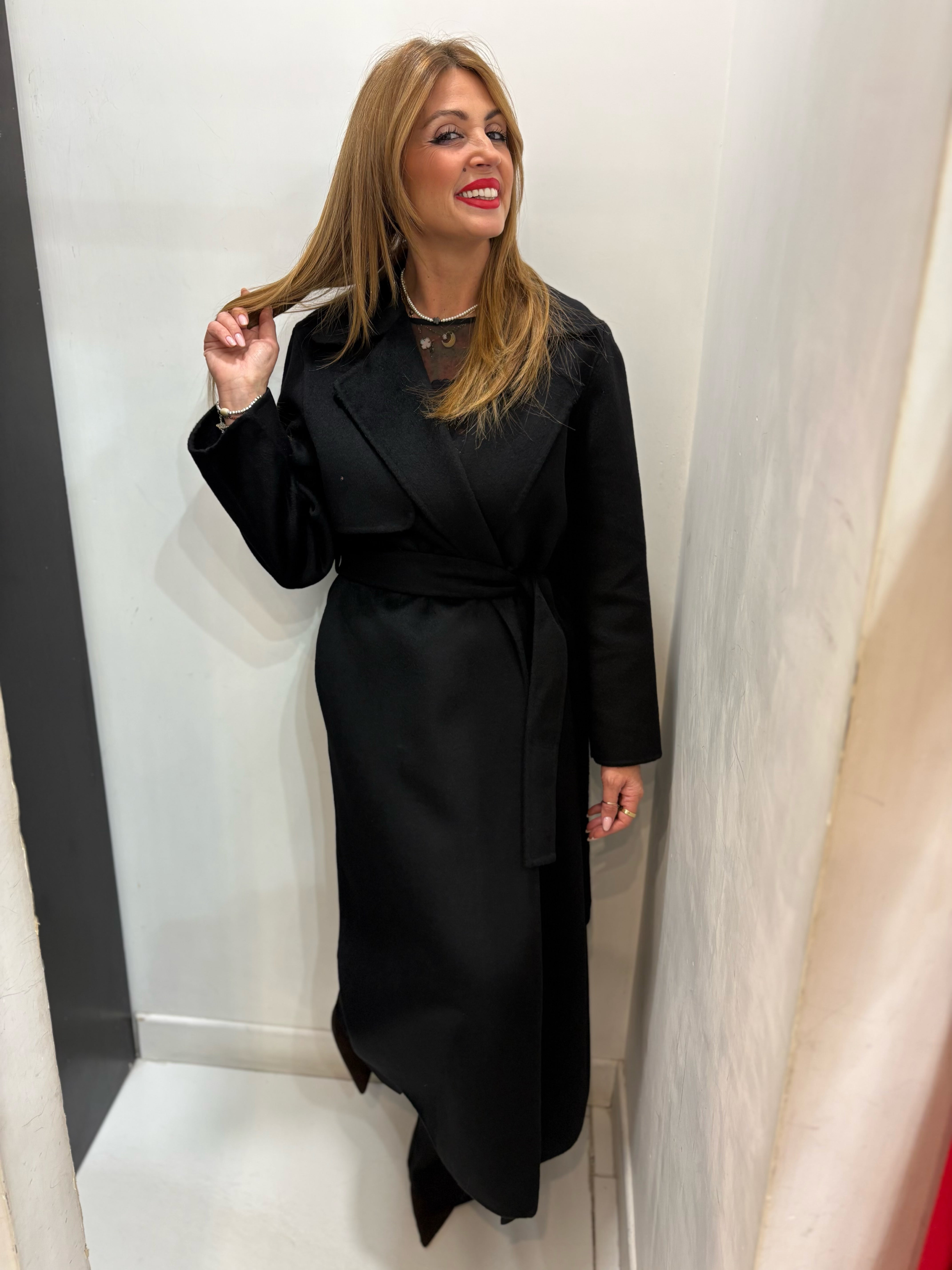 Cappotto Lungo in Misto Lana con Cintura Kaos Donna