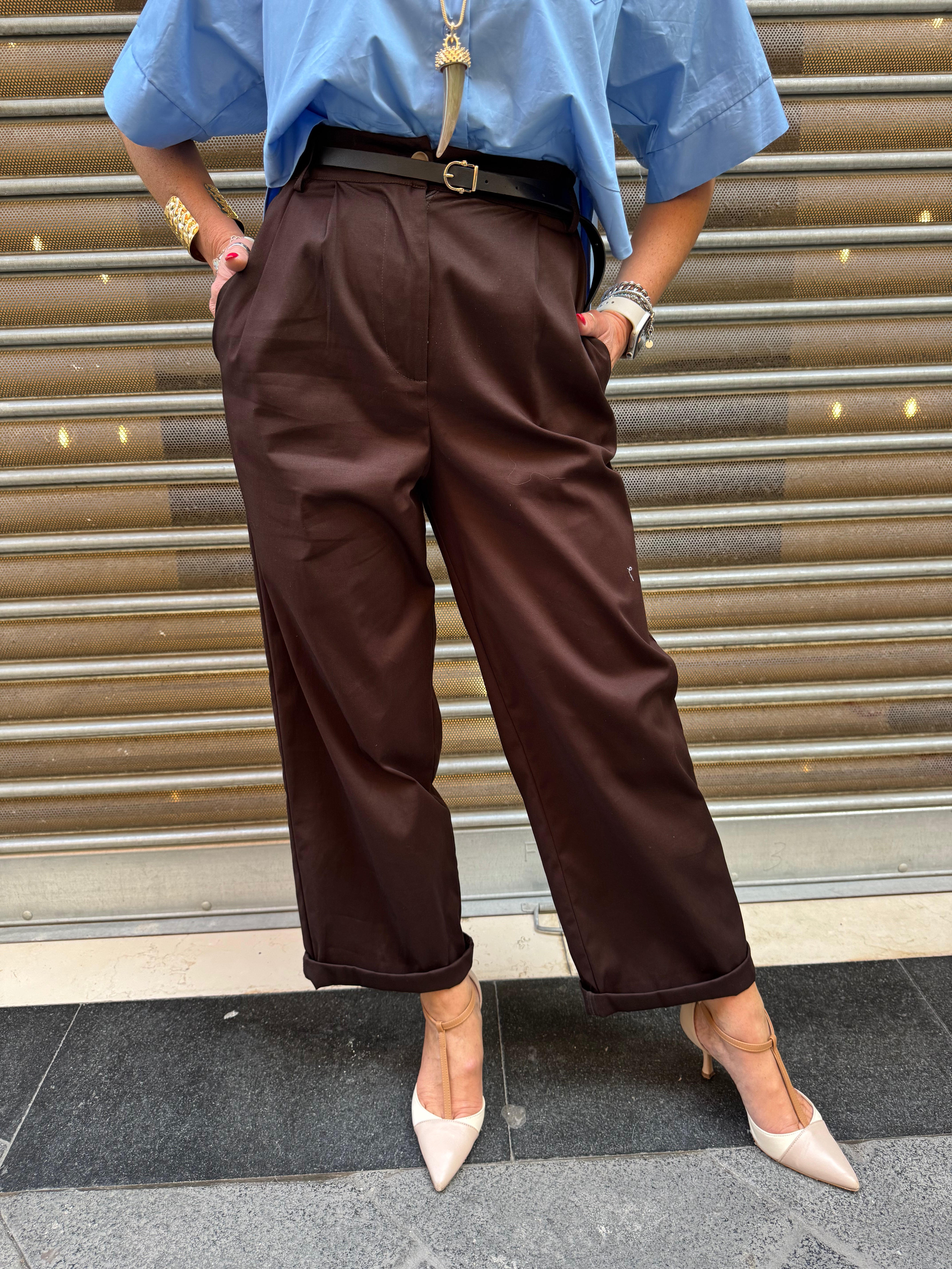 Pantalone in cotone con pineces Imperial