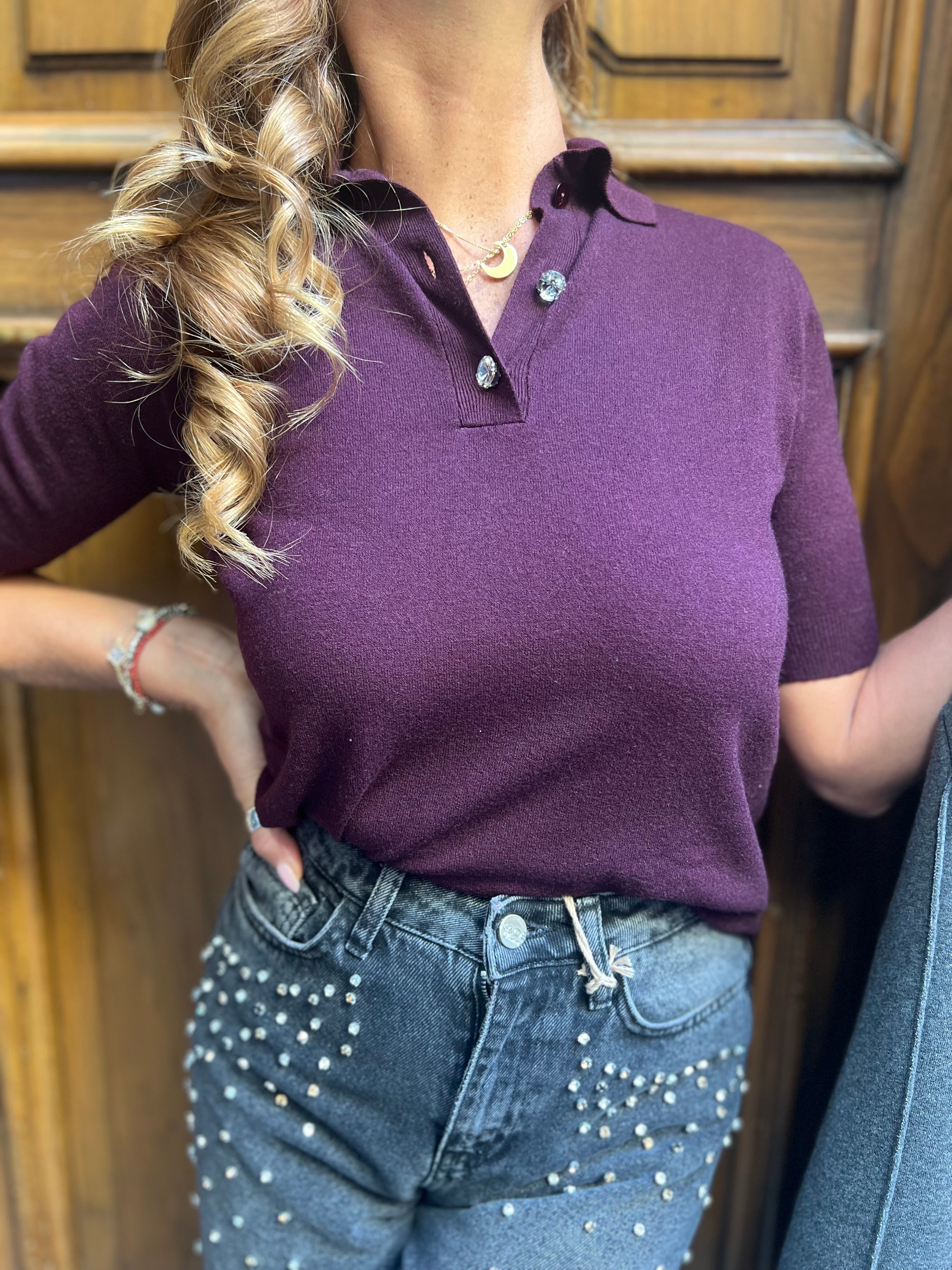 Polo con bottoni gioiello Angela Davis