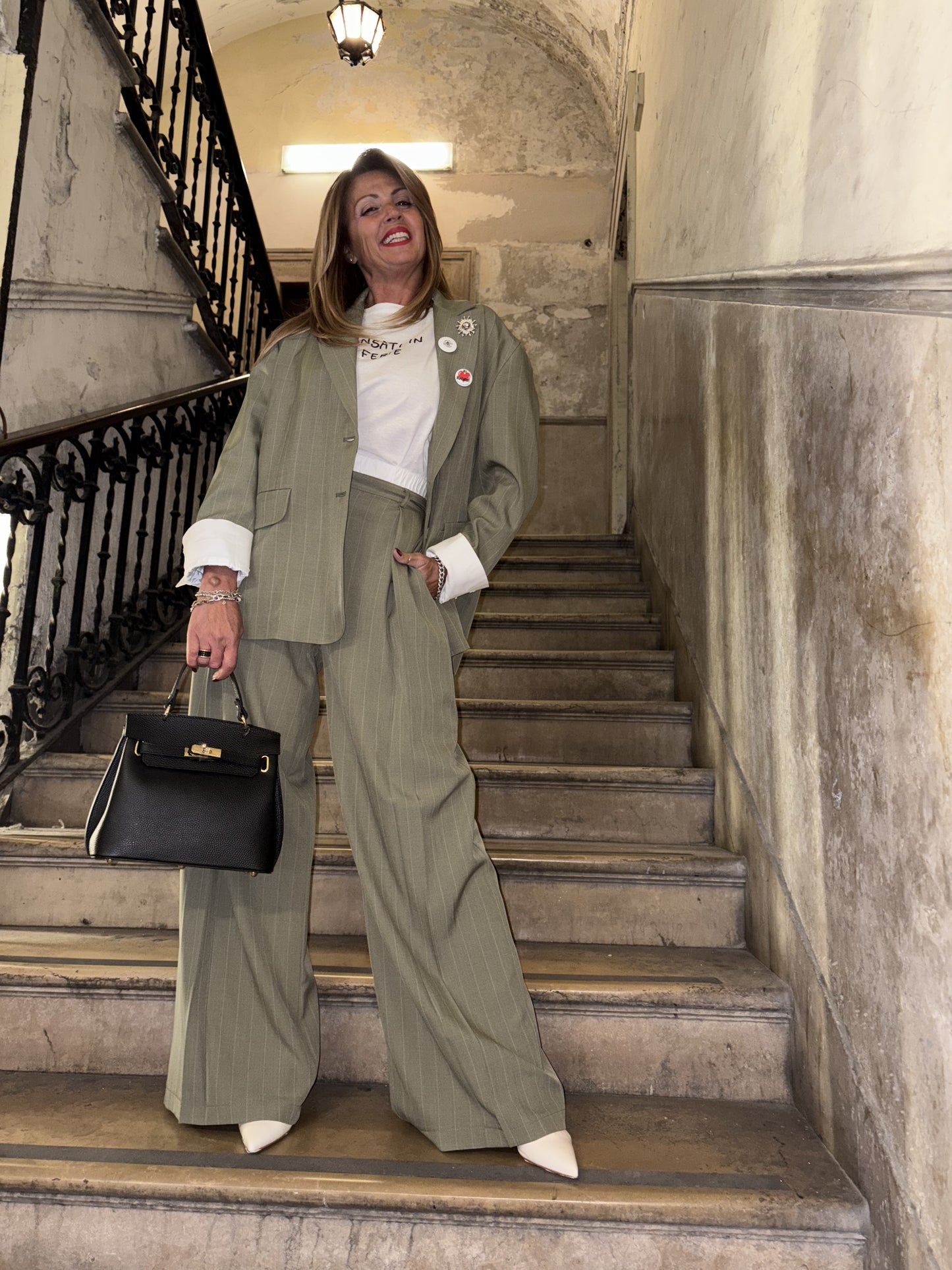 Pantalone con dettaglio gessato Brizzi