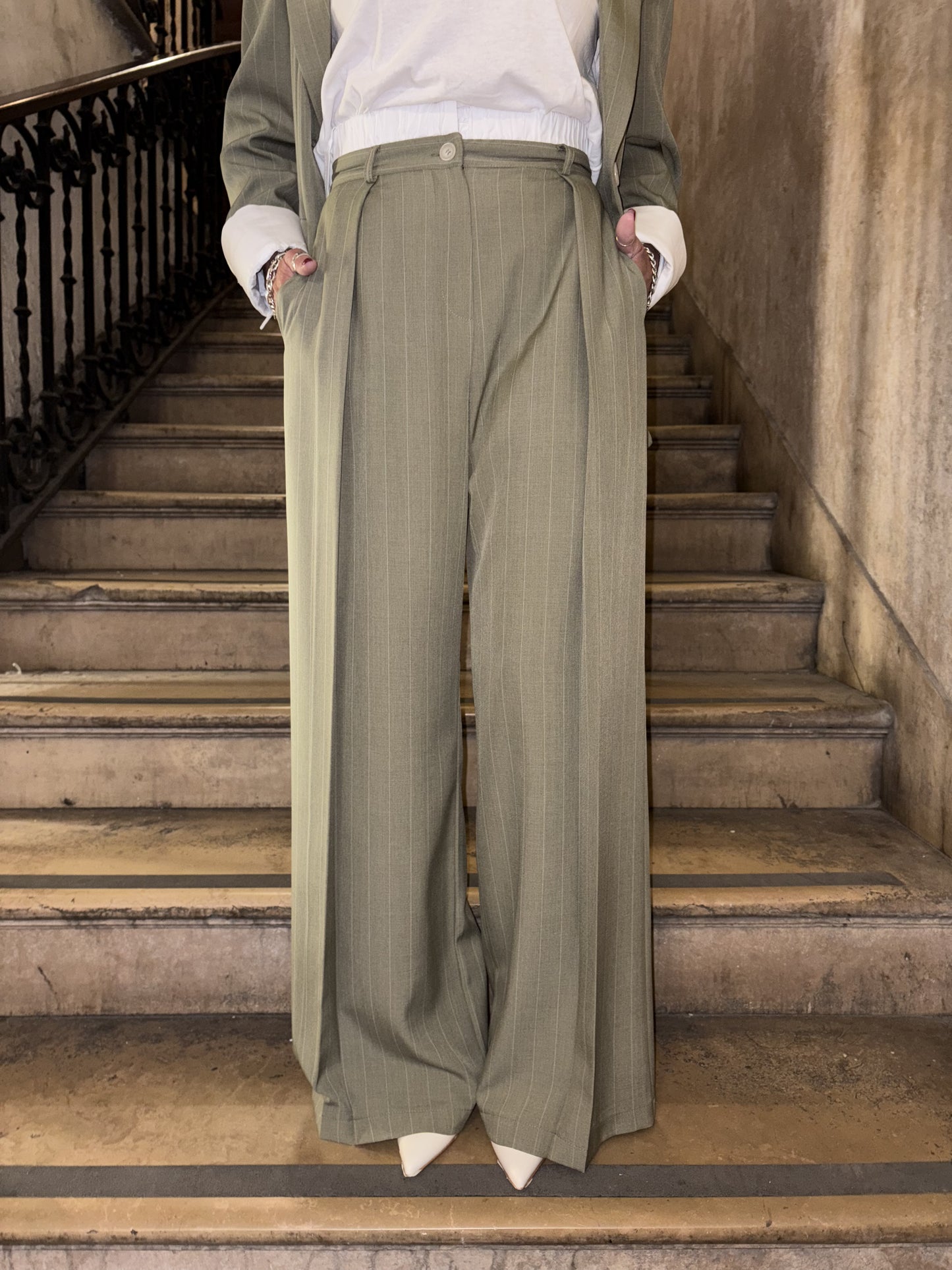 Pantalone con dettaglio gessato Brizzi
