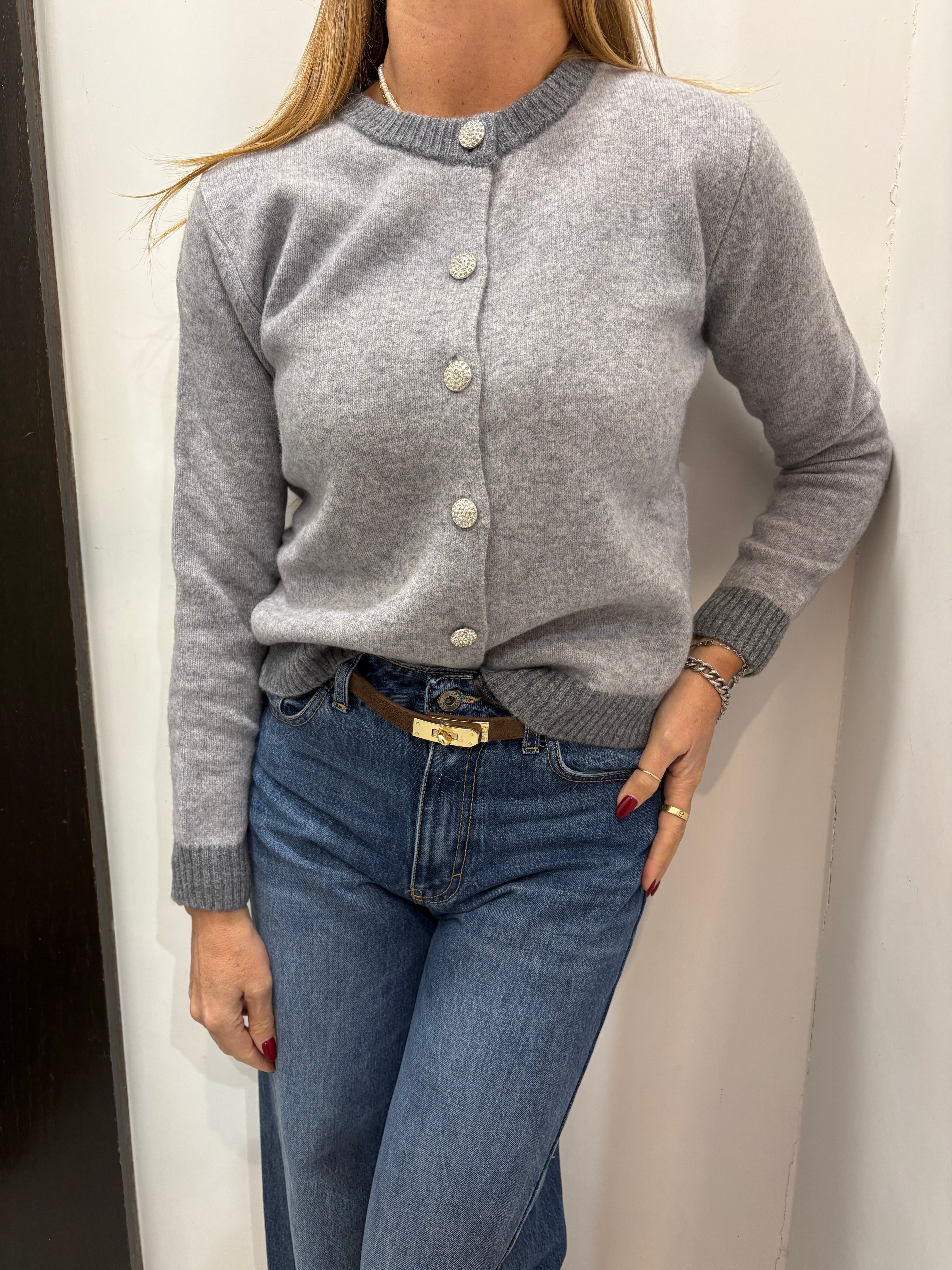 Cardigan con bottone gioiello Emisphere