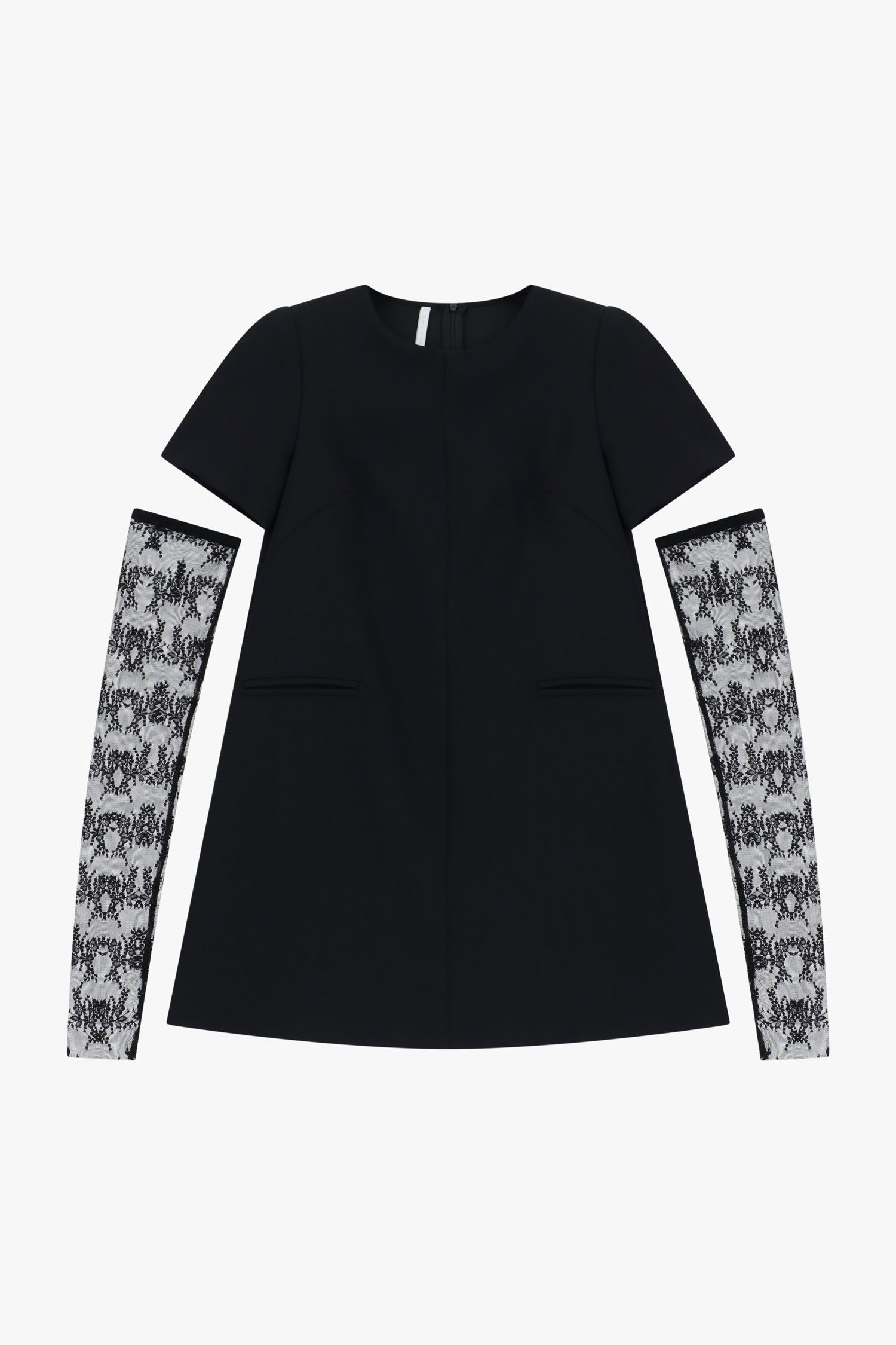 Abito corto con maniche corte e applicazioni in pizzo Imperial