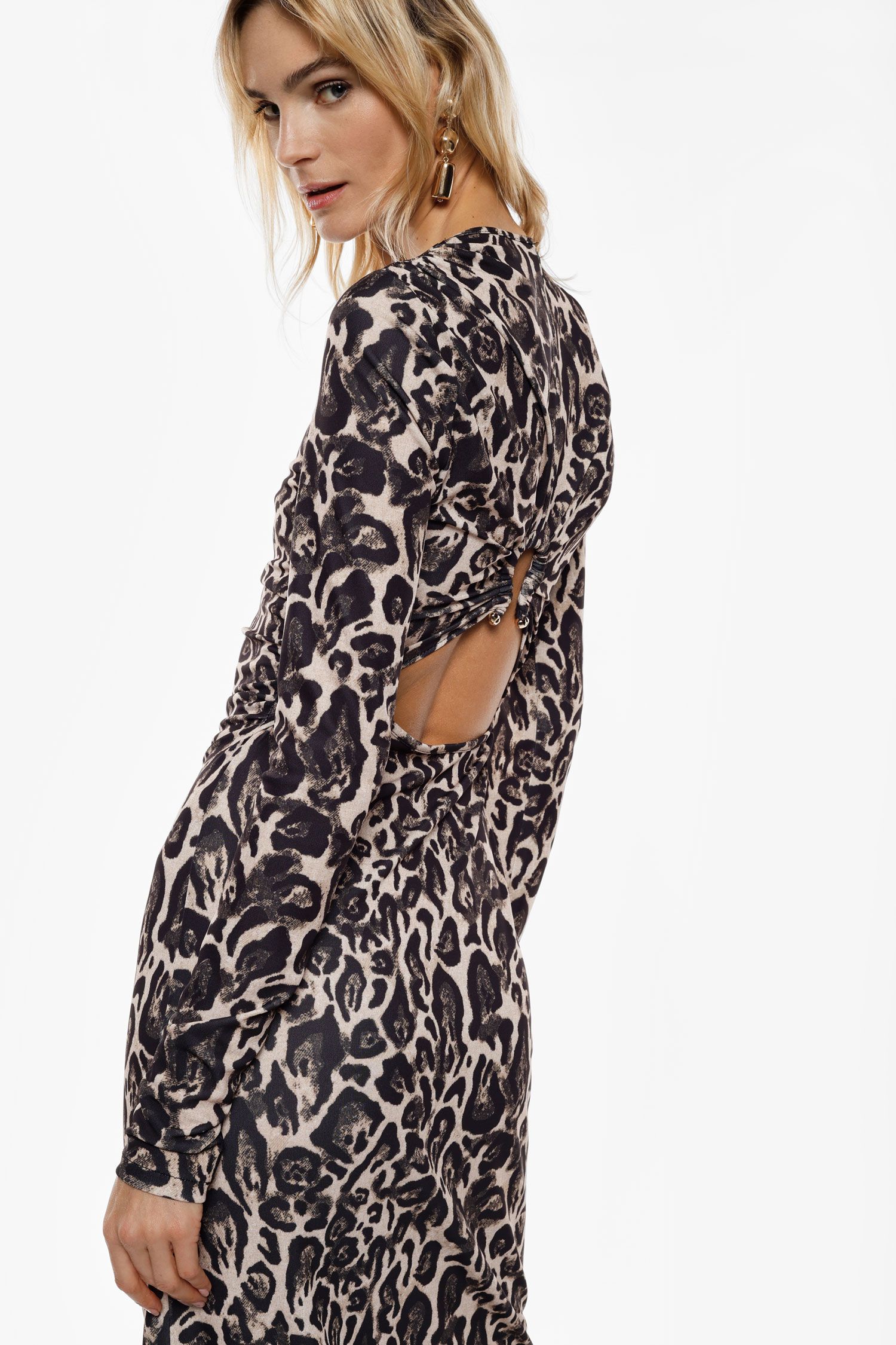 Abito lungo stampa animalier con cut-out Imperial