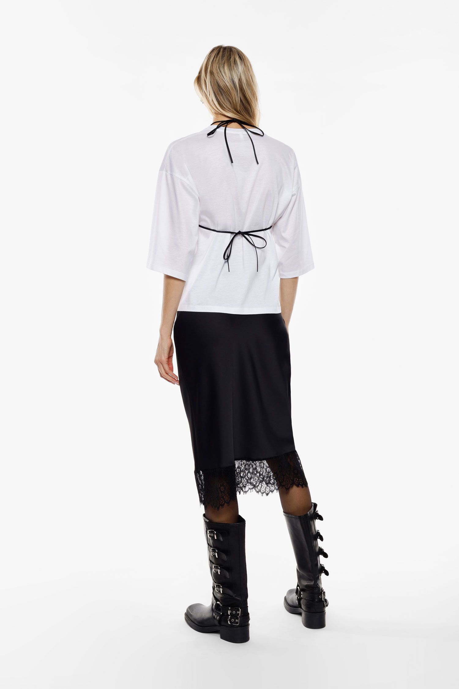 Gonna midi con bordo in pizzo e taglio diritto Imperial