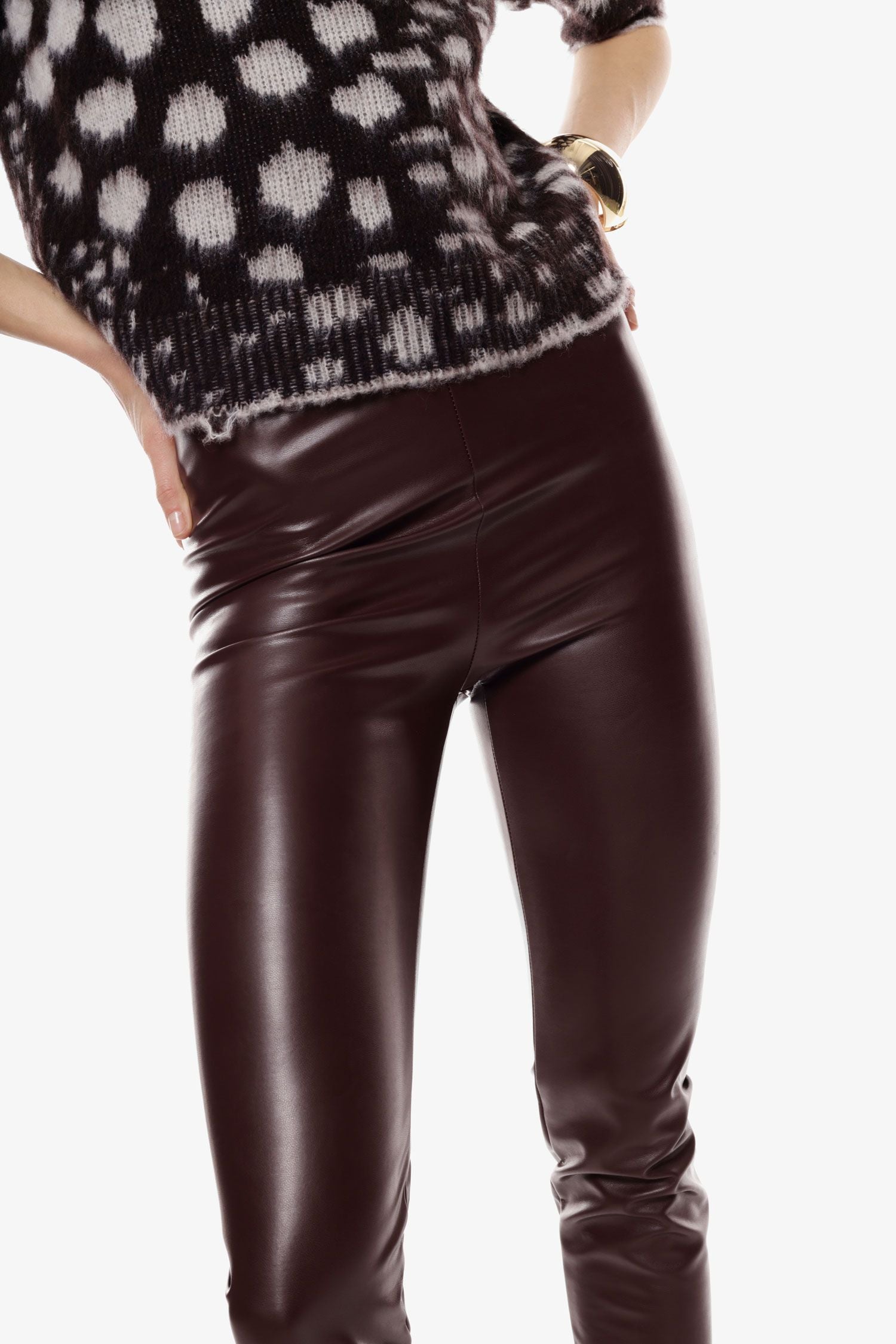 Trousers skinny fit vita alta effetto pelle Imperial