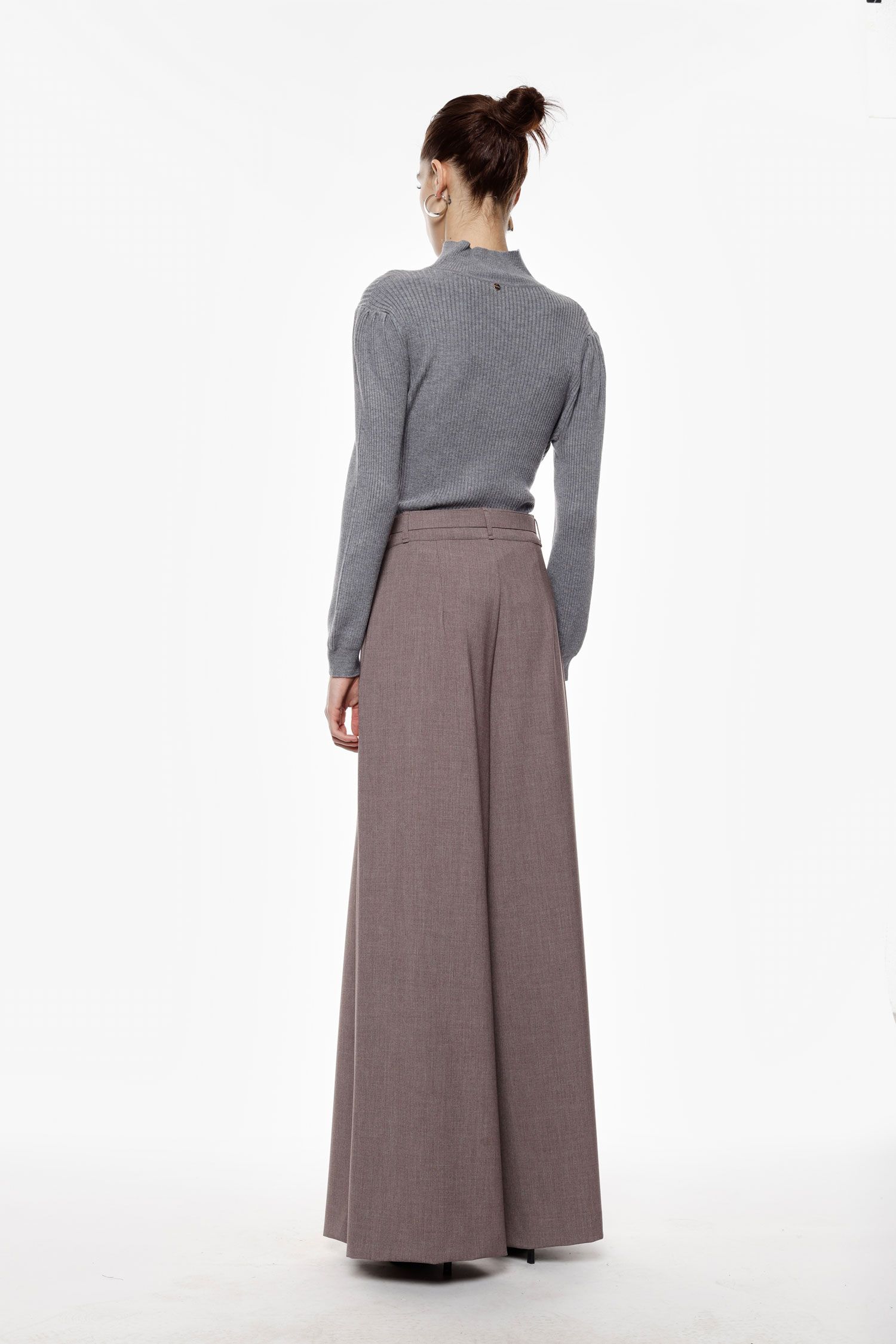 Pantaloni palazzo a vita alta con cintura Imperial