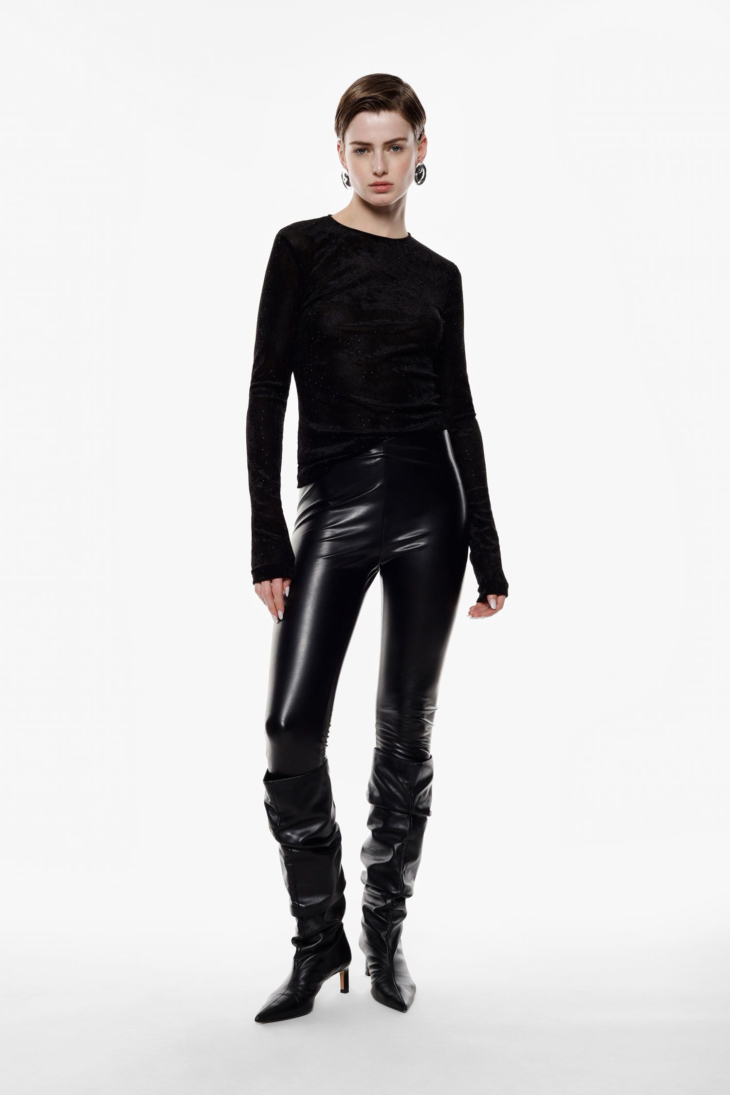 Trousers skinny fit vita alta effetto pelle Imperial