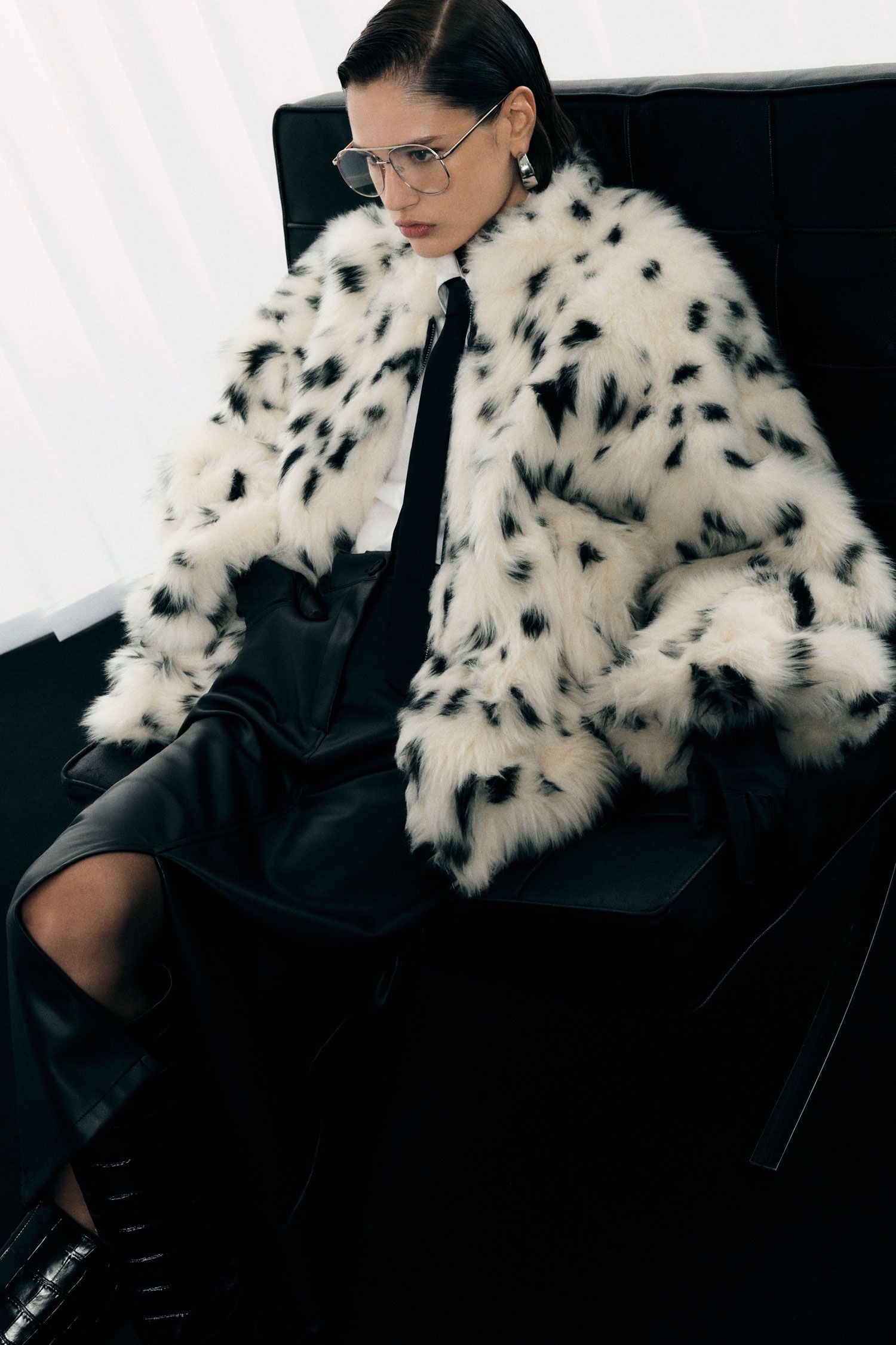 Eco-Fur stampata chiusura zip vestibilità ampia Imperial