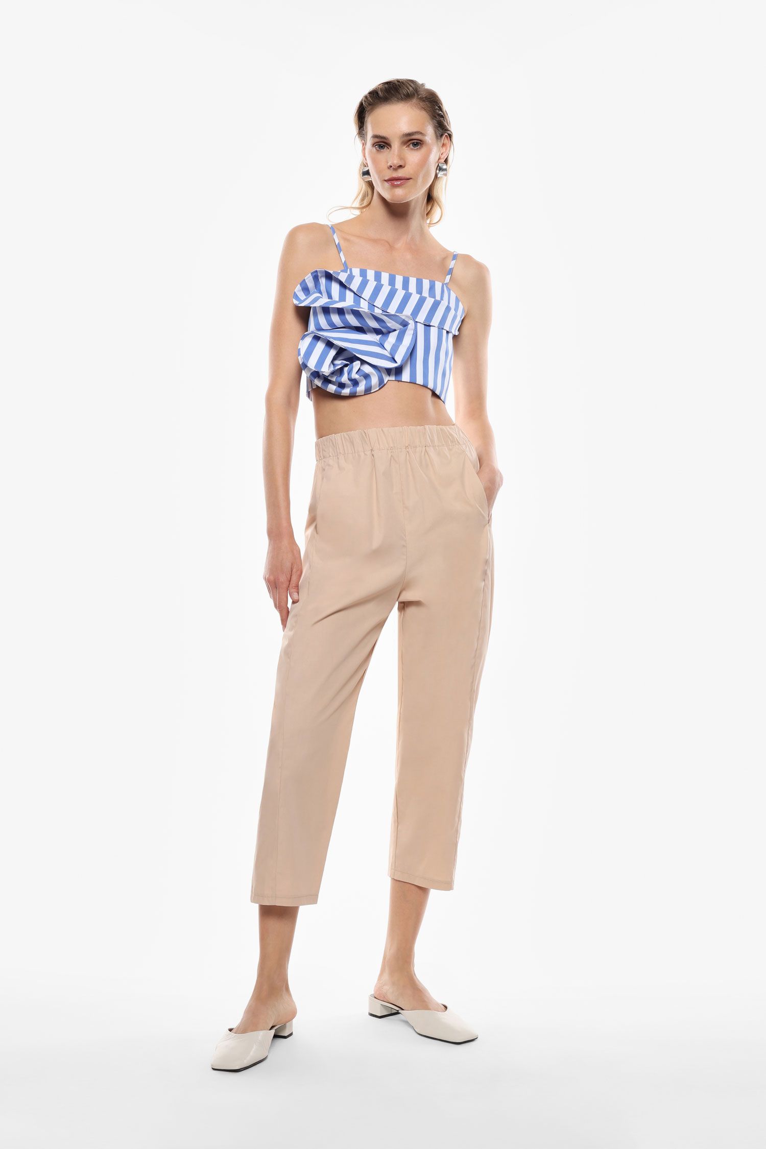 Pantaloni cropped a vita media elasticizzata Imperial