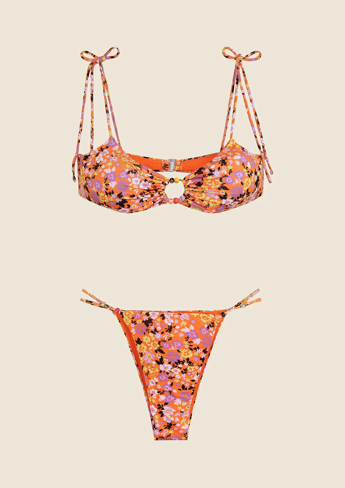 Bikini top con slip regolabile fantasia Me Fui