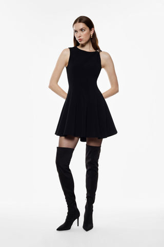 Abito corto svasato con scollo tondo e dettaglio fibbia Imperial