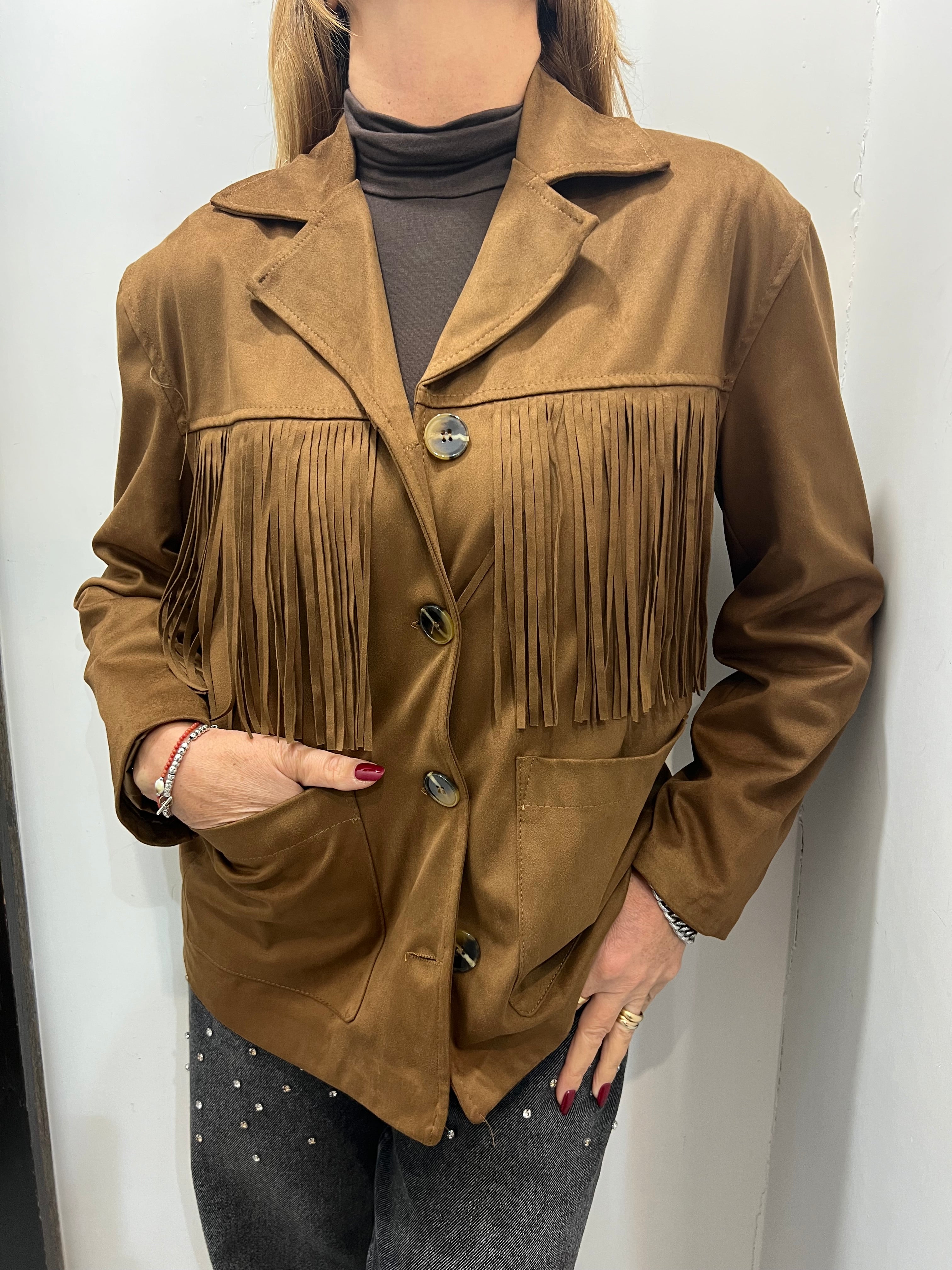 Giacca/camicia con frage in eco-daino Emisphere