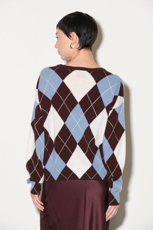 Maglia in Misto Lana con Fantasia Argyle Kaos Donna
