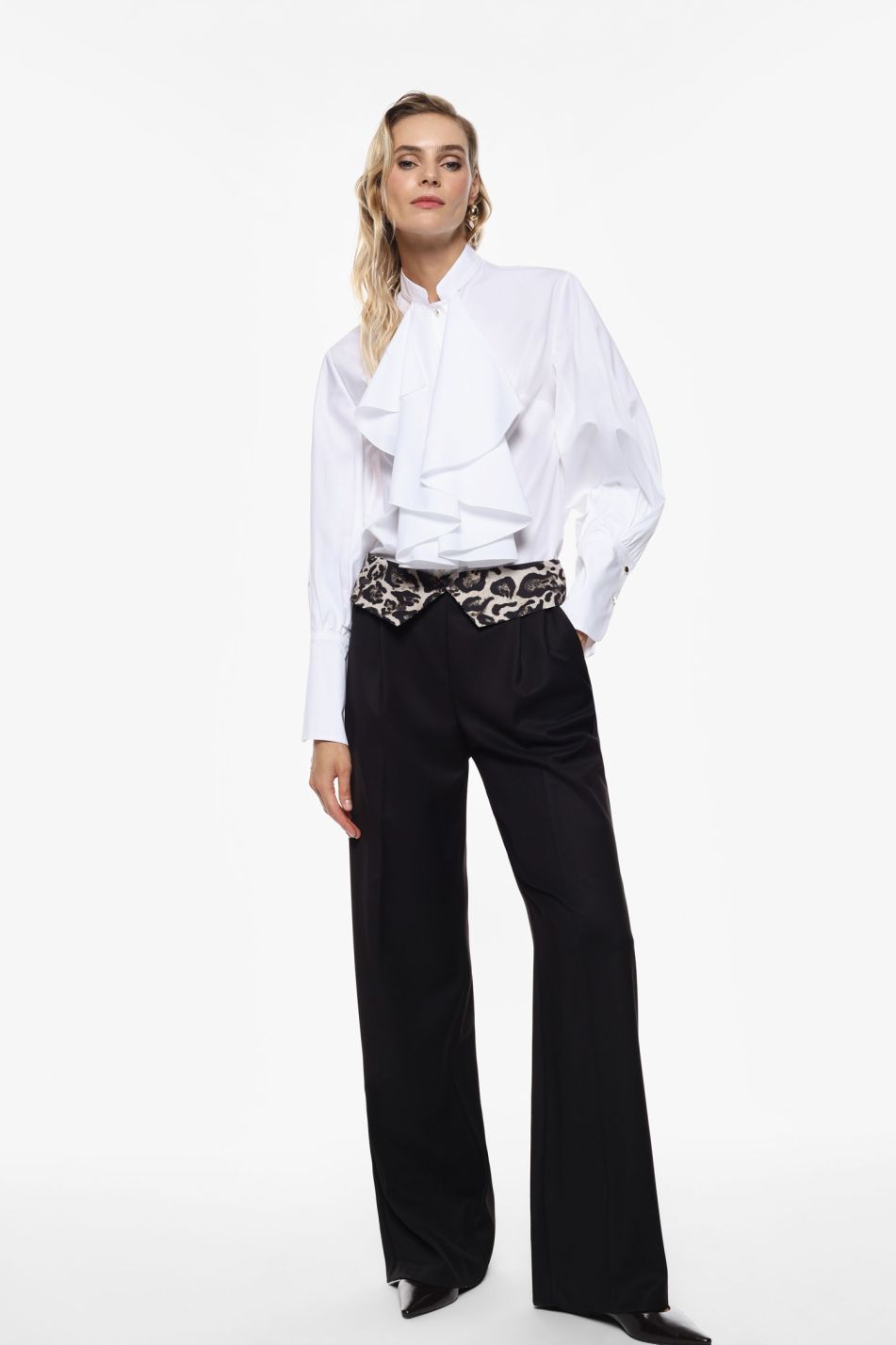 Pantaloni palazzo vita alta con dettaglio animalier Imperial