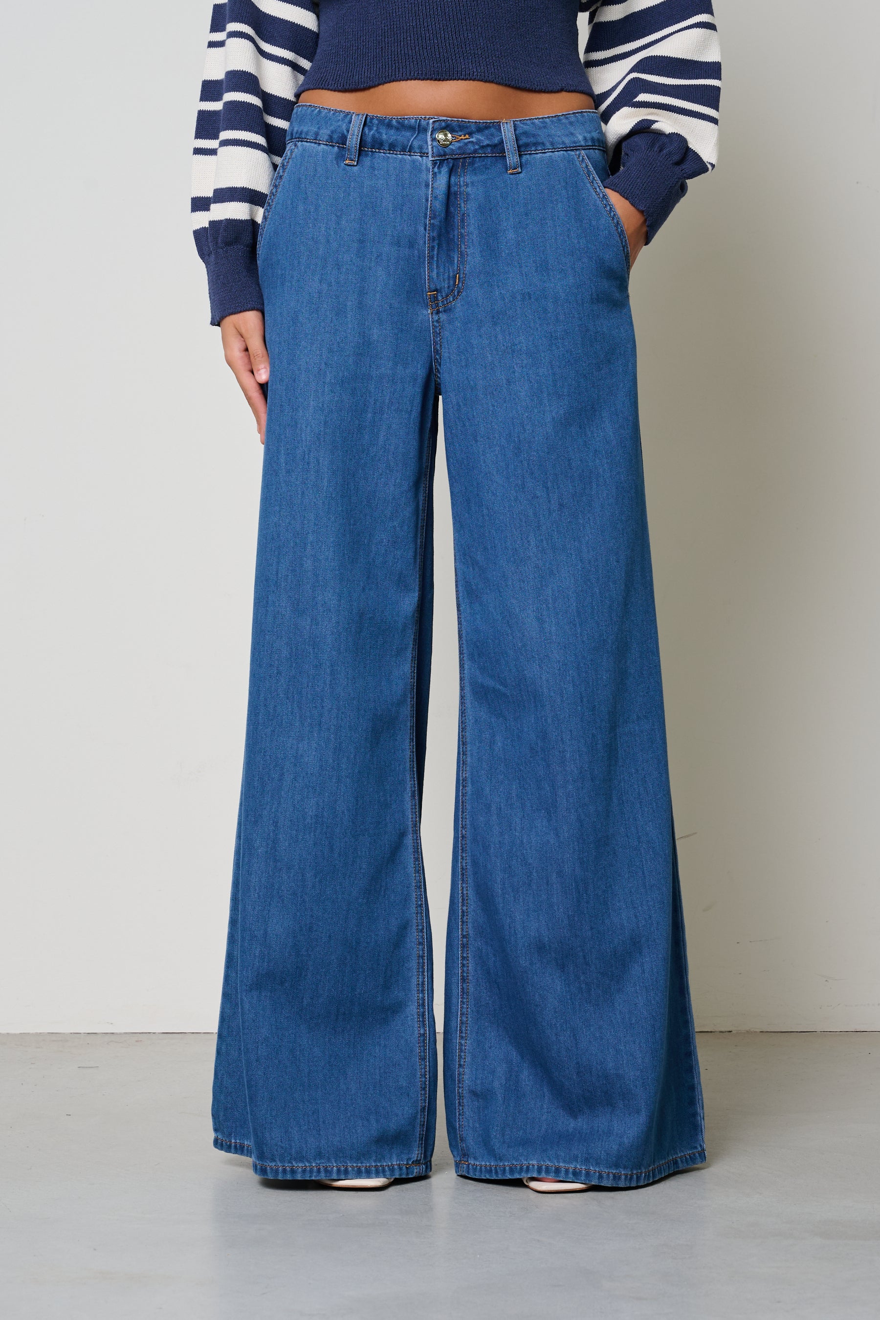 Jeans wide leg vita regolare Kaos Denim