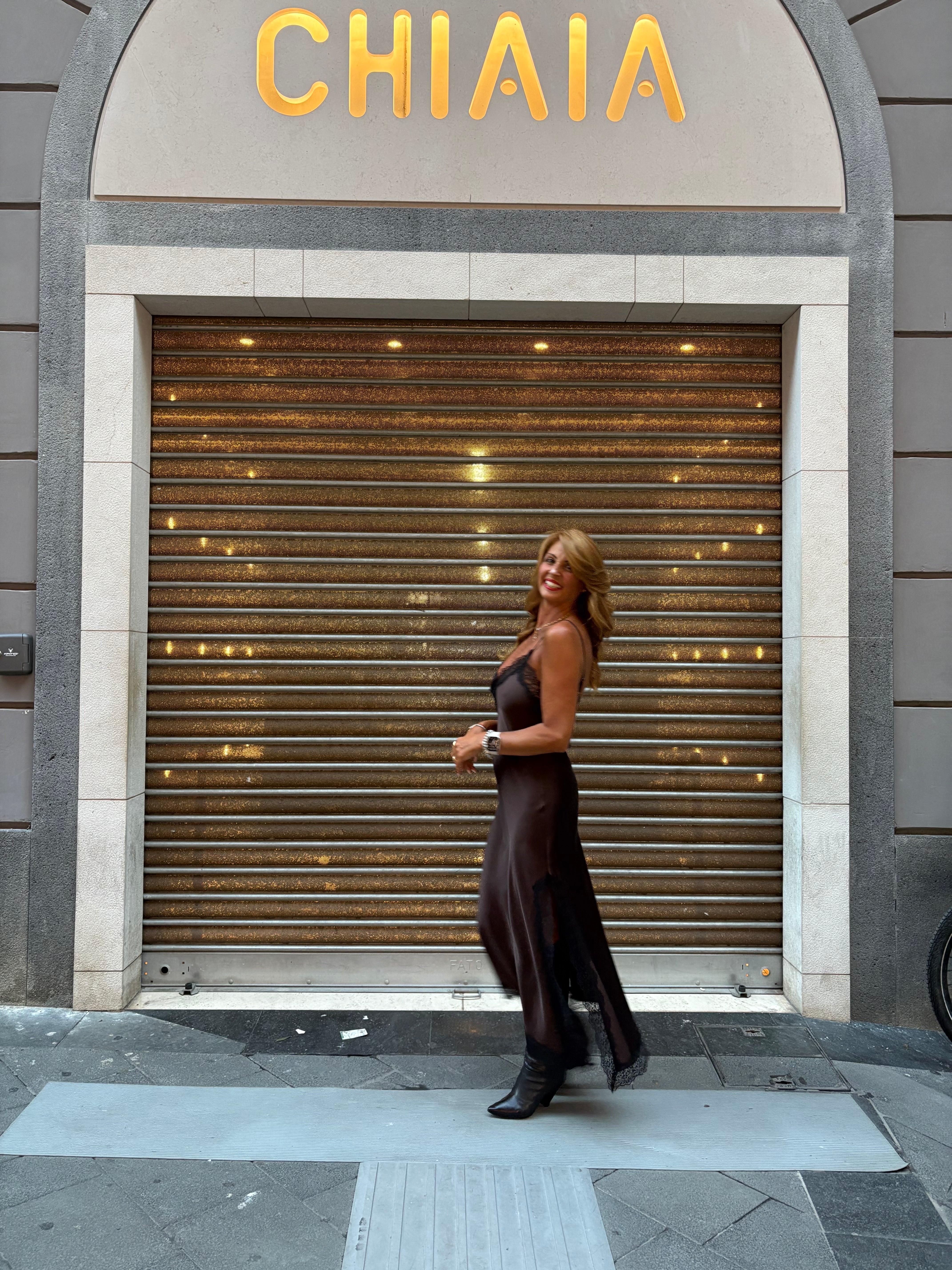 Abito lungo con spalline e pizzo scollo a v Imperial