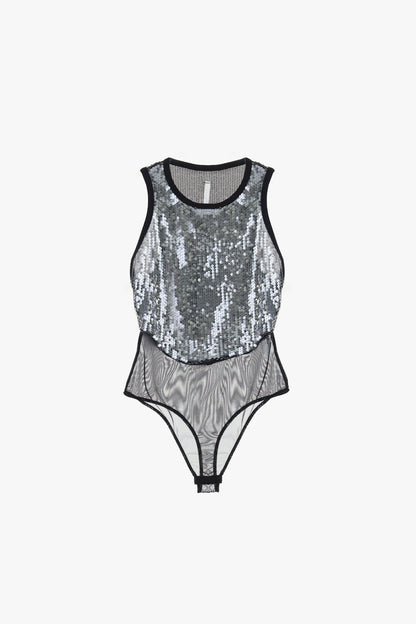 Bodysuit con paillettes e trasparenze Imperial