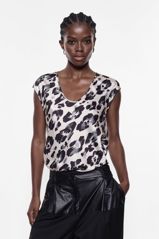 Blusa senza maniche con stampa animalier Imperial