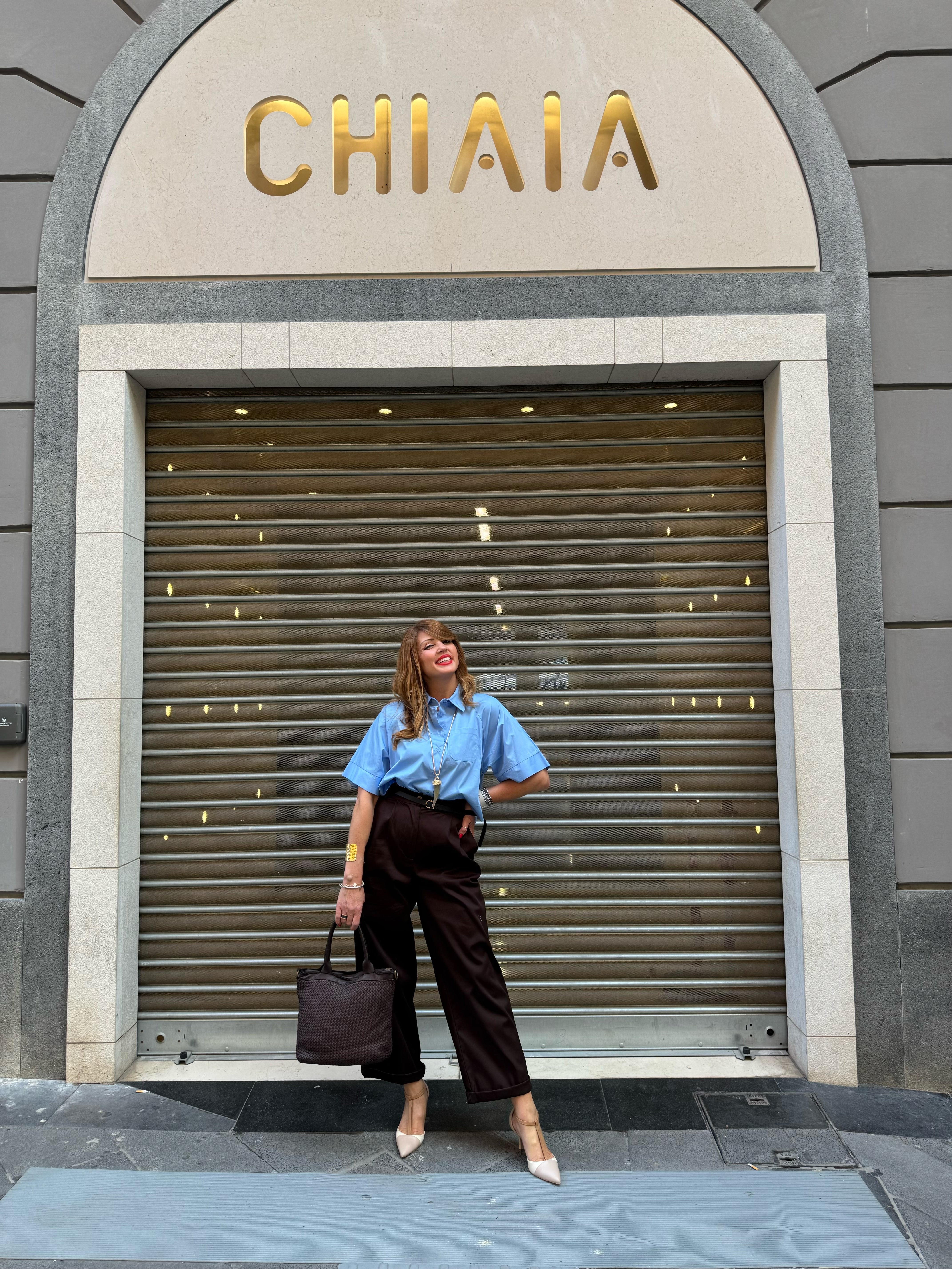 Borsa intrecciata con manico e tracolla in pelle Emisphere