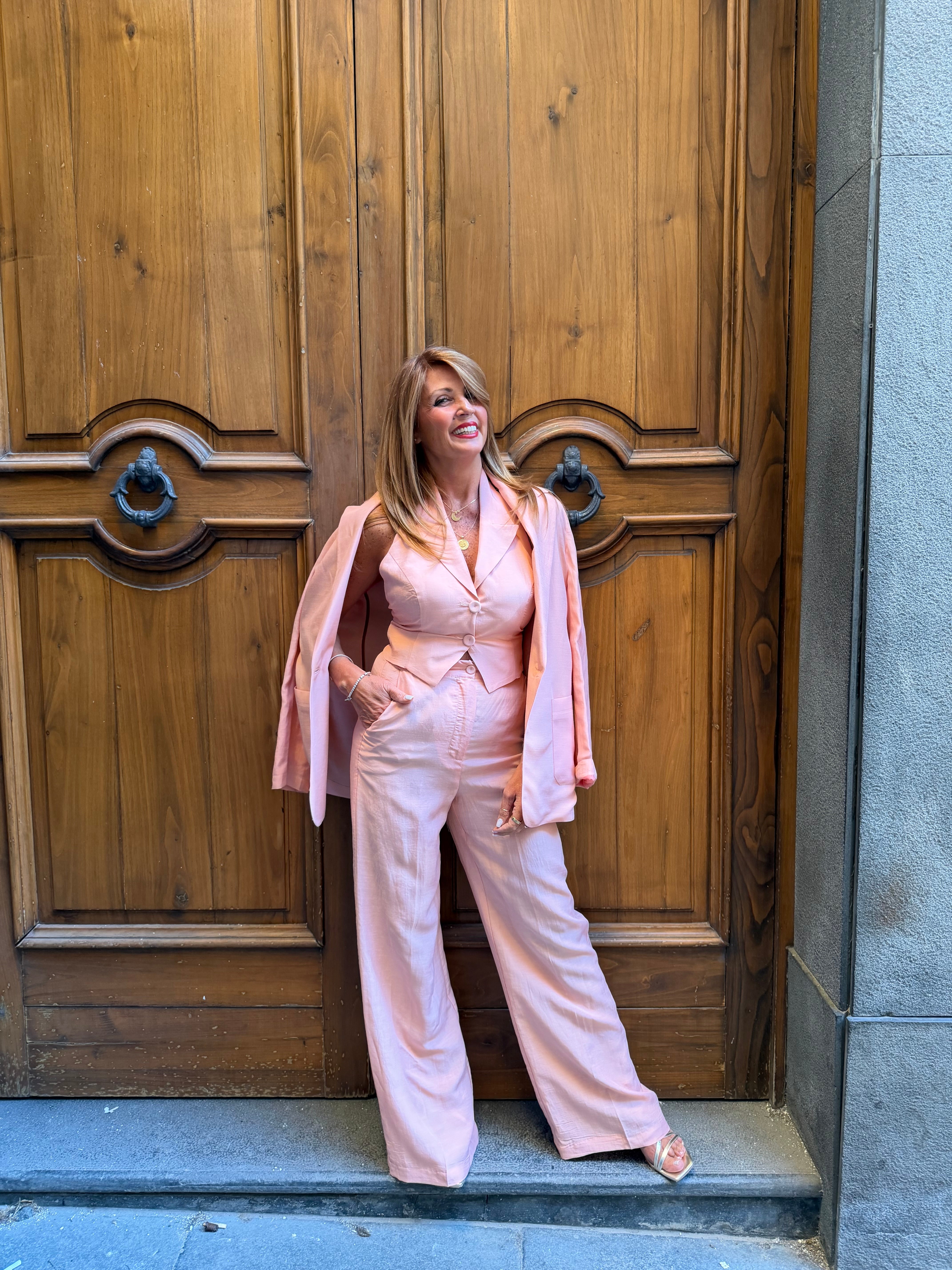 Gilet monopetto in lino/viscosa Hanita