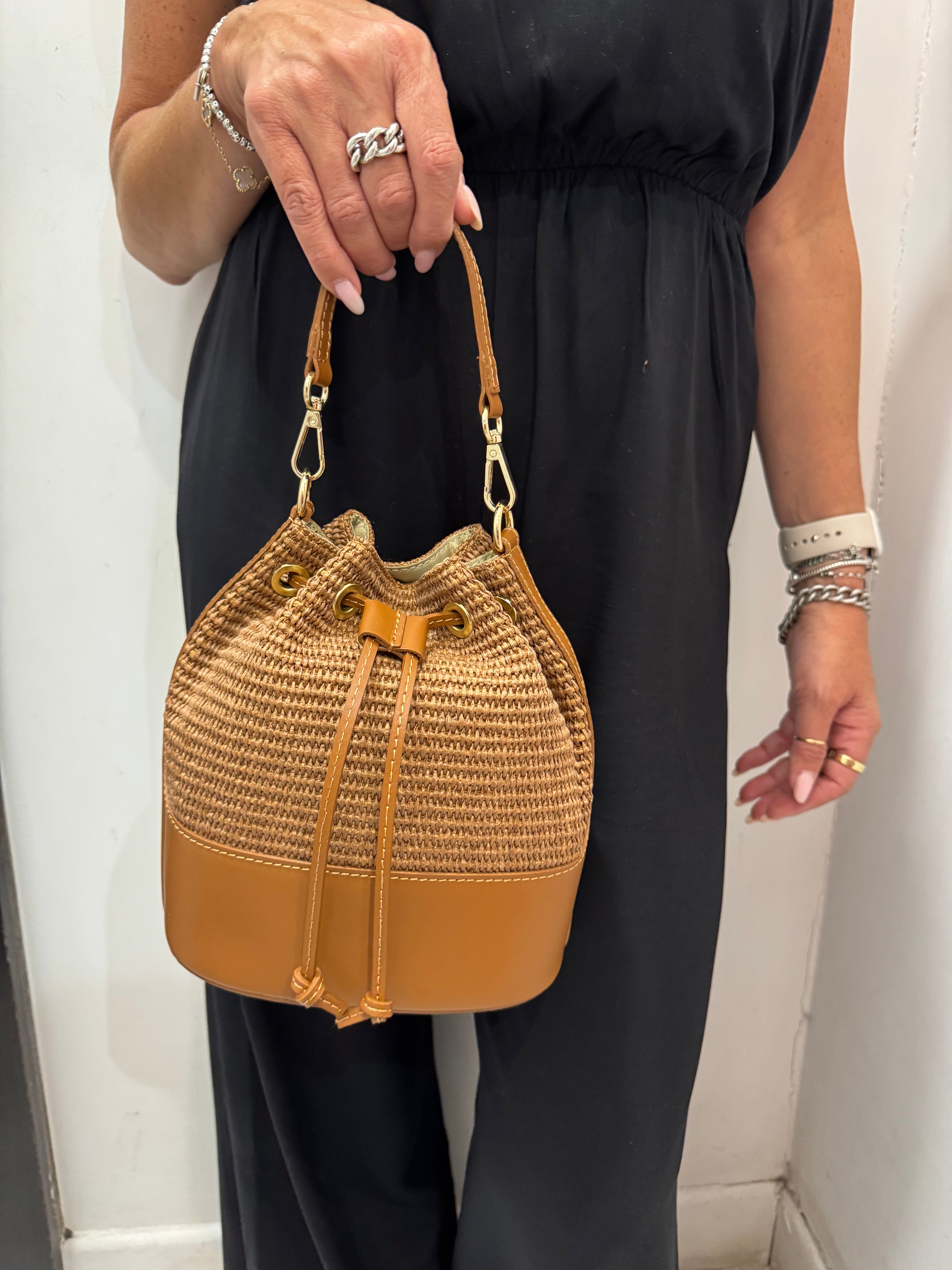 Borsa secchiello in rafia Emisphere