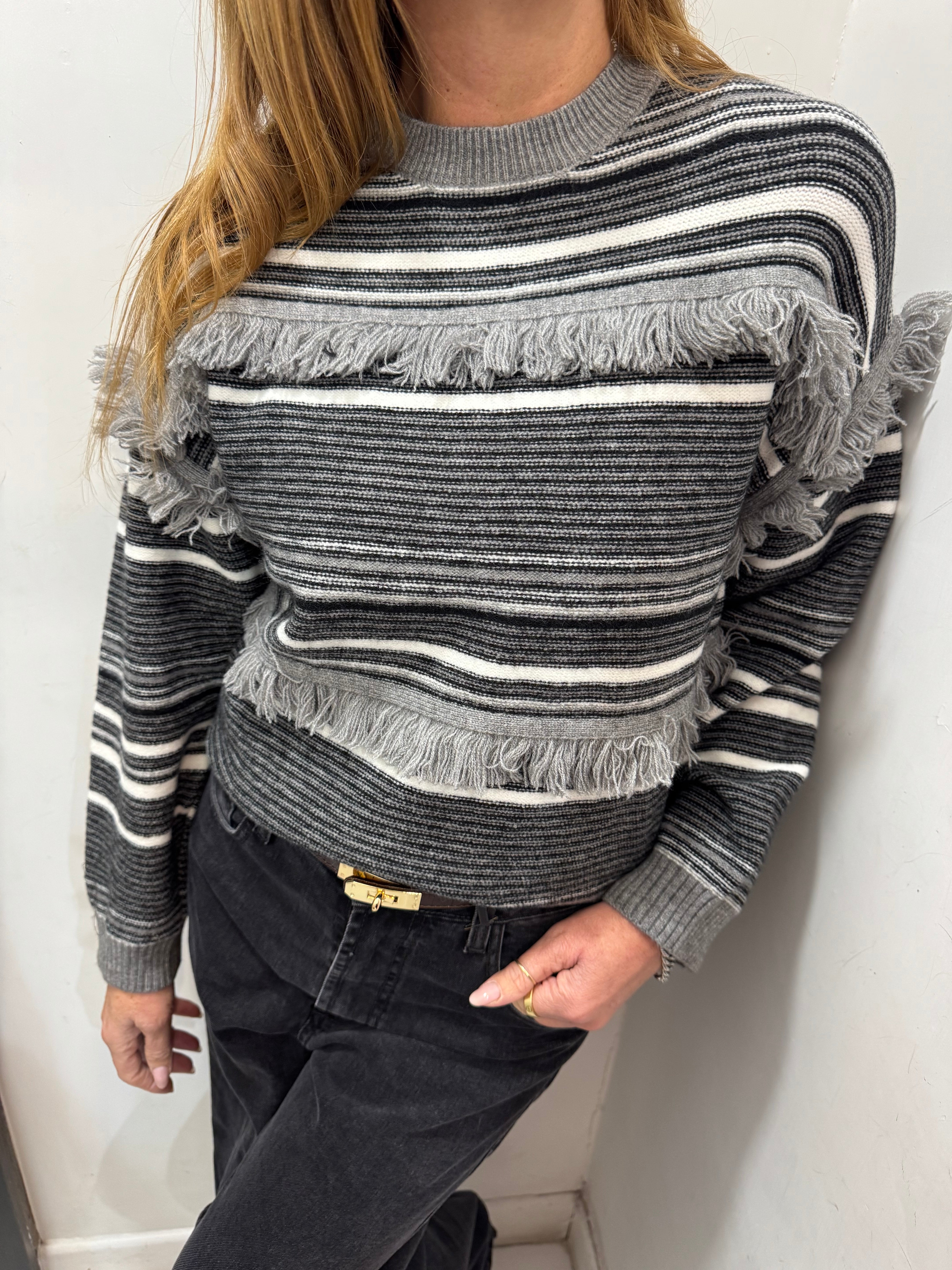 Maglia girocollo con frange Emisphere