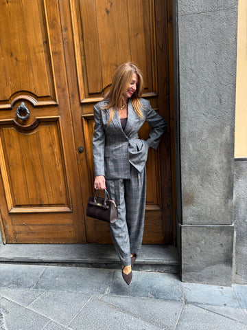 Pantalone in check con cintura Imperial