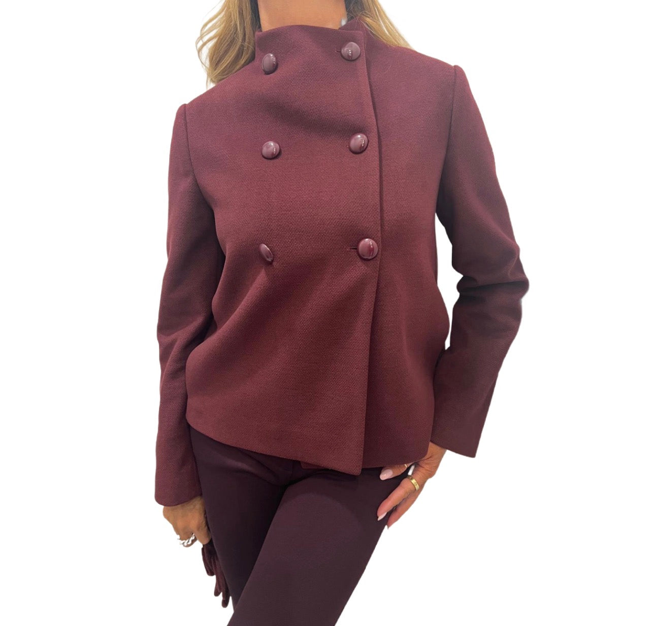 Cappotto con collo cratere + spilla fiore Hanita