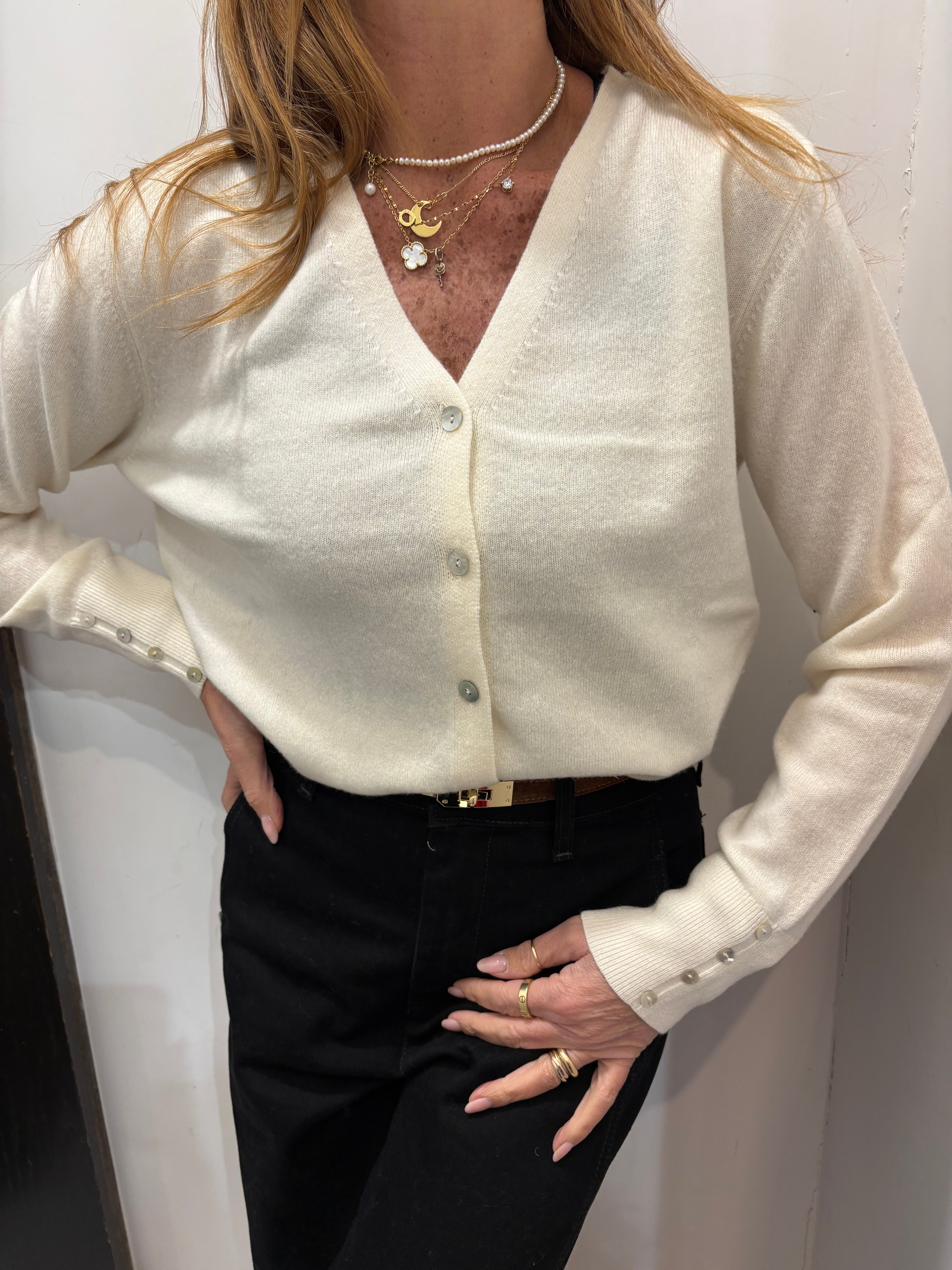 Cardigan in lana scollo a v Emisphere