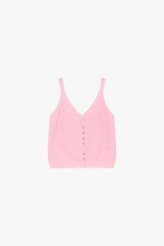 Top smanicato in maglia con bottoni