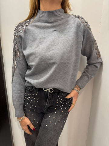 Maglia con applicazioni e paillettes sulle spalle Emisphere