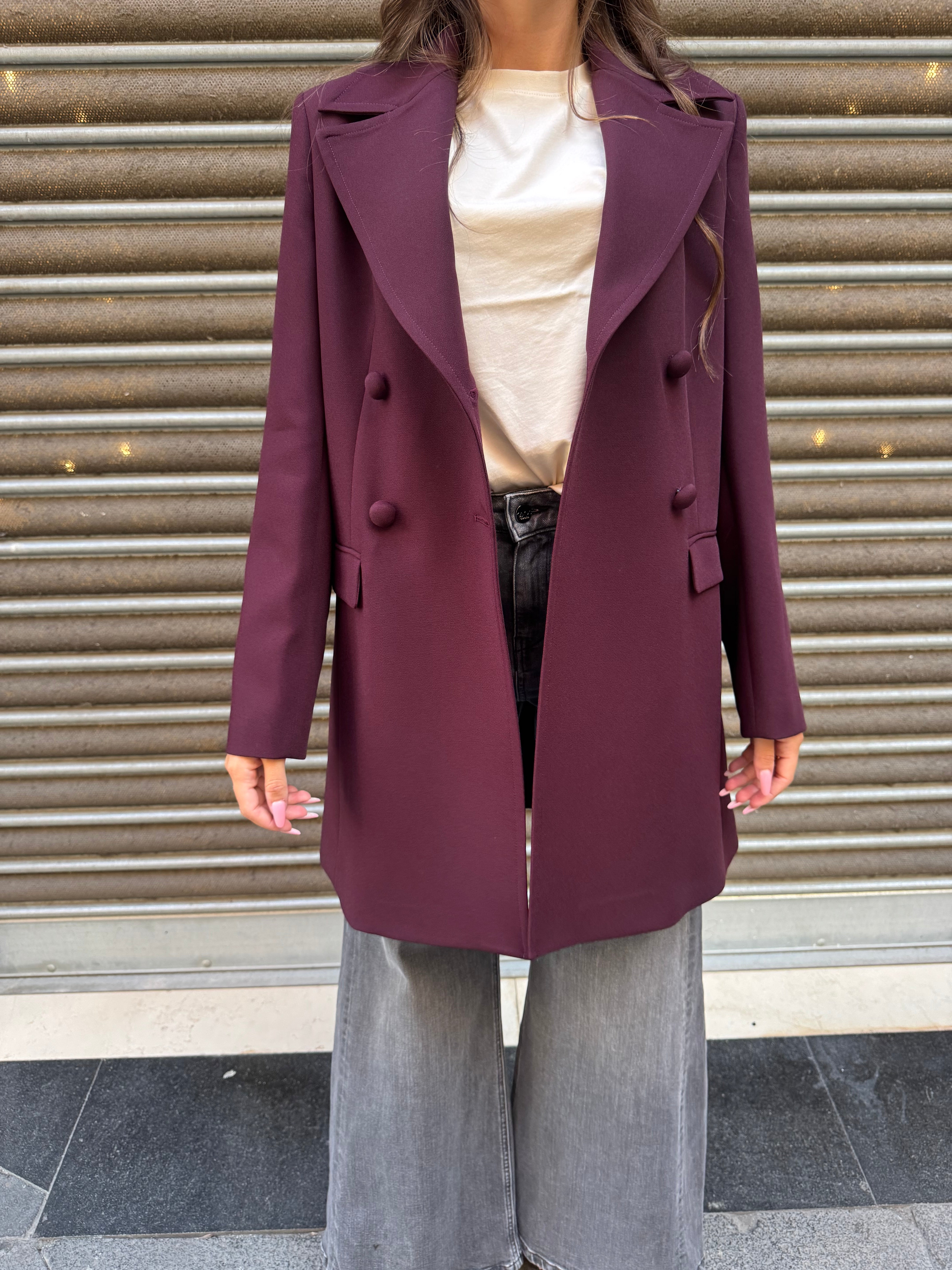 Cappotto doppio petto in crepe Hanita
