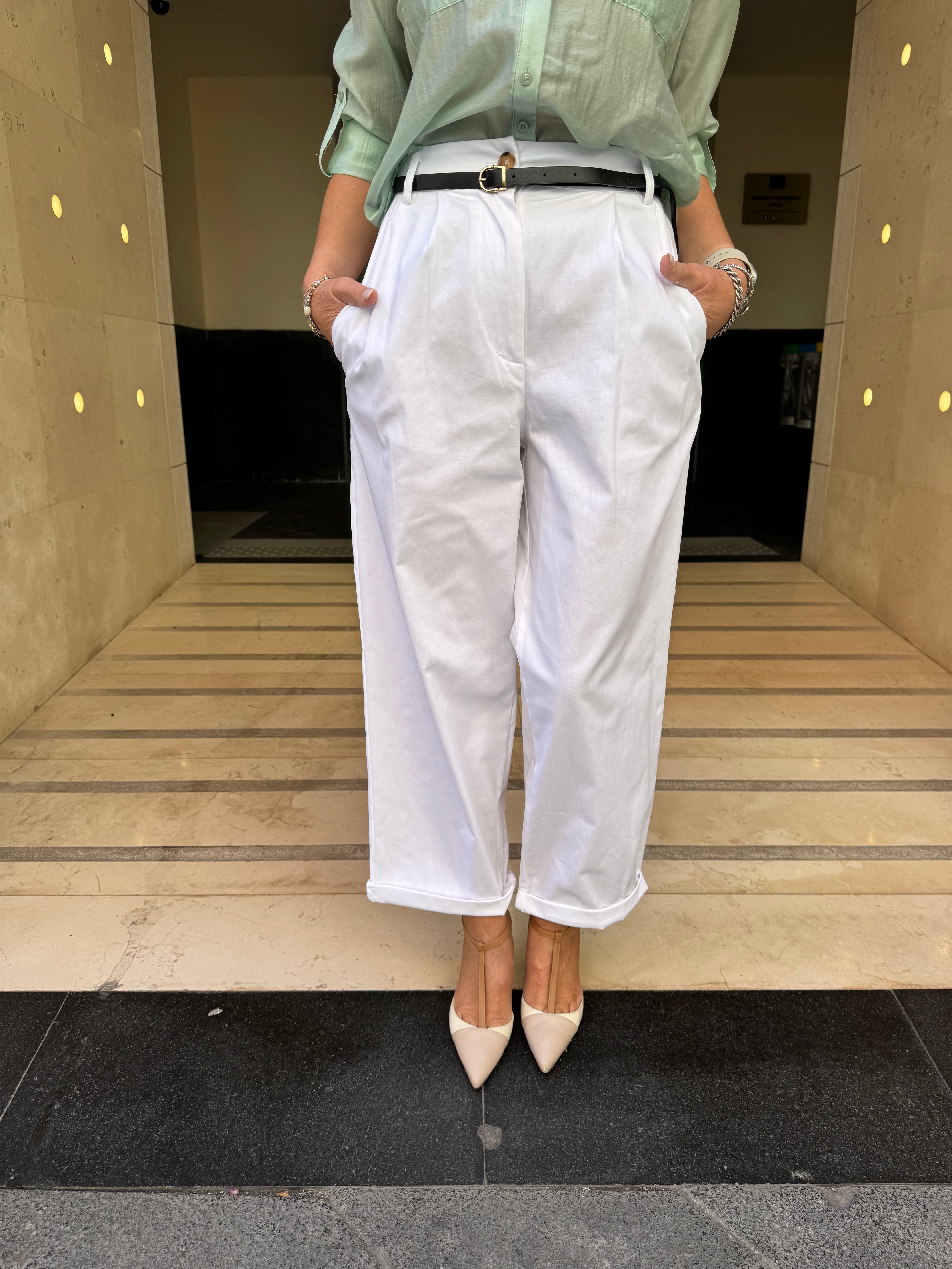 Pantalone in cotone con pineces Imperial