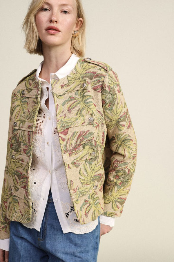 Giacca camicia fantasia botanica con tasche frontali Dixie