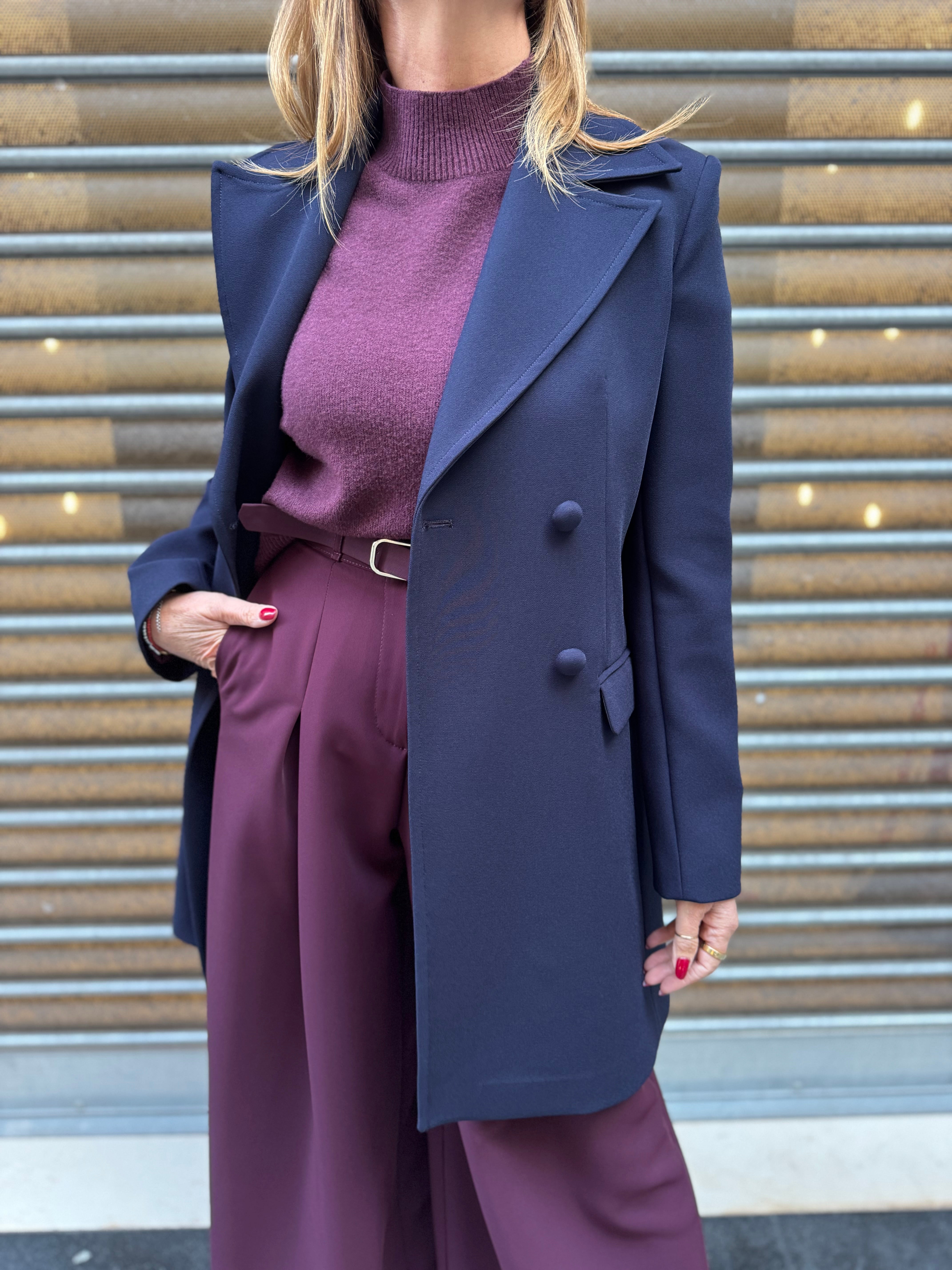 Cappotto doppio petto in crepe Hanita