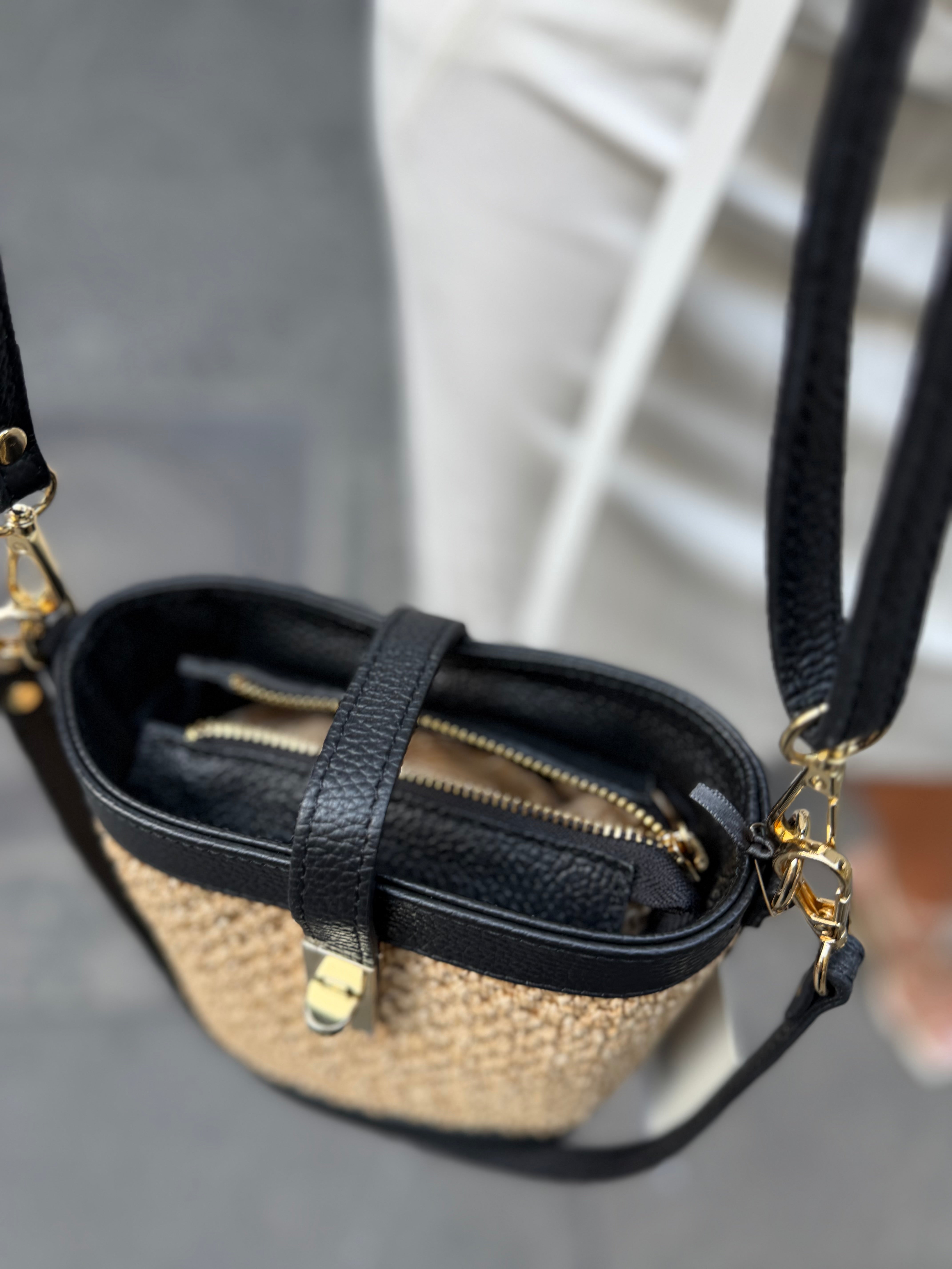 Borsa secchiello in rafia Emisphere