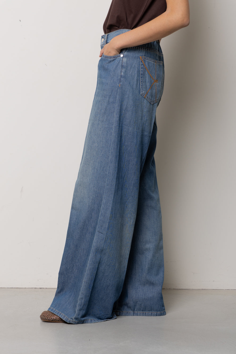 Jeans wide leg vita alta Kaos Denim