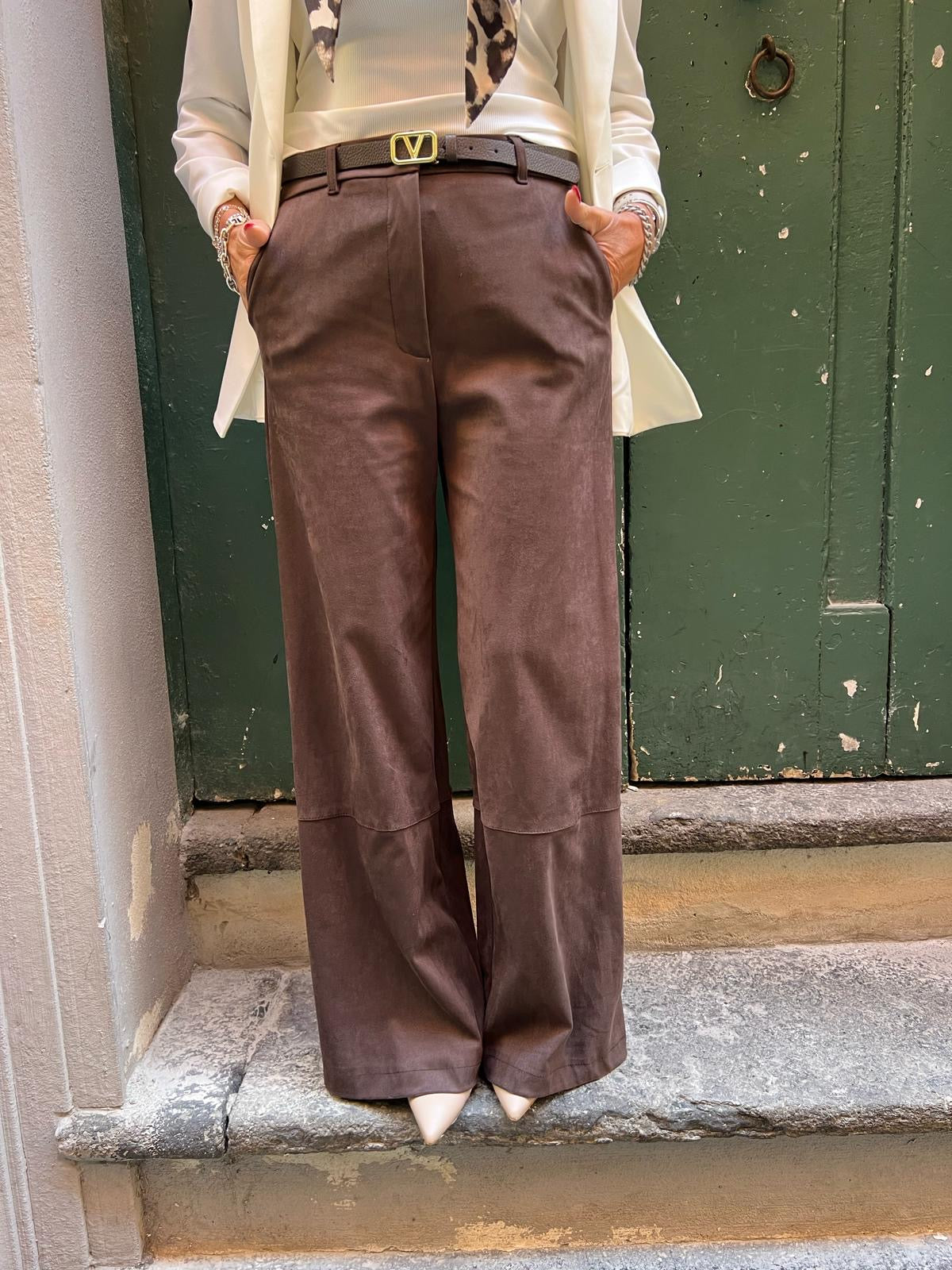 Pantaloni palazzo effetto suede Imperial