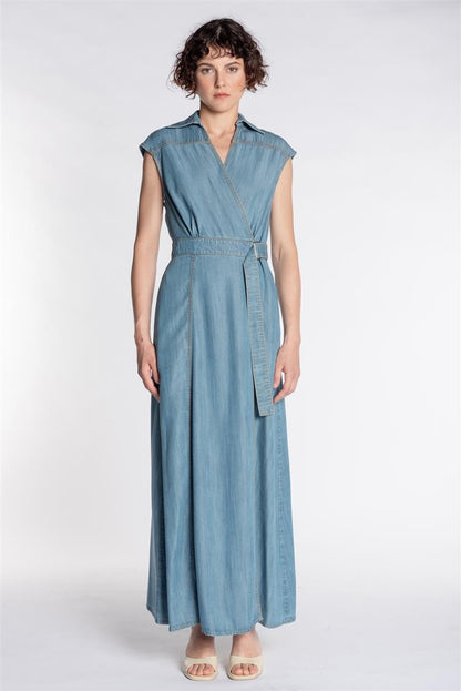 Abito a portafoglio in tencell effetto denim Kaos Denim