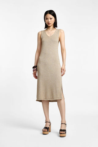 Abito midi smanicato scollo a v in maglina Please