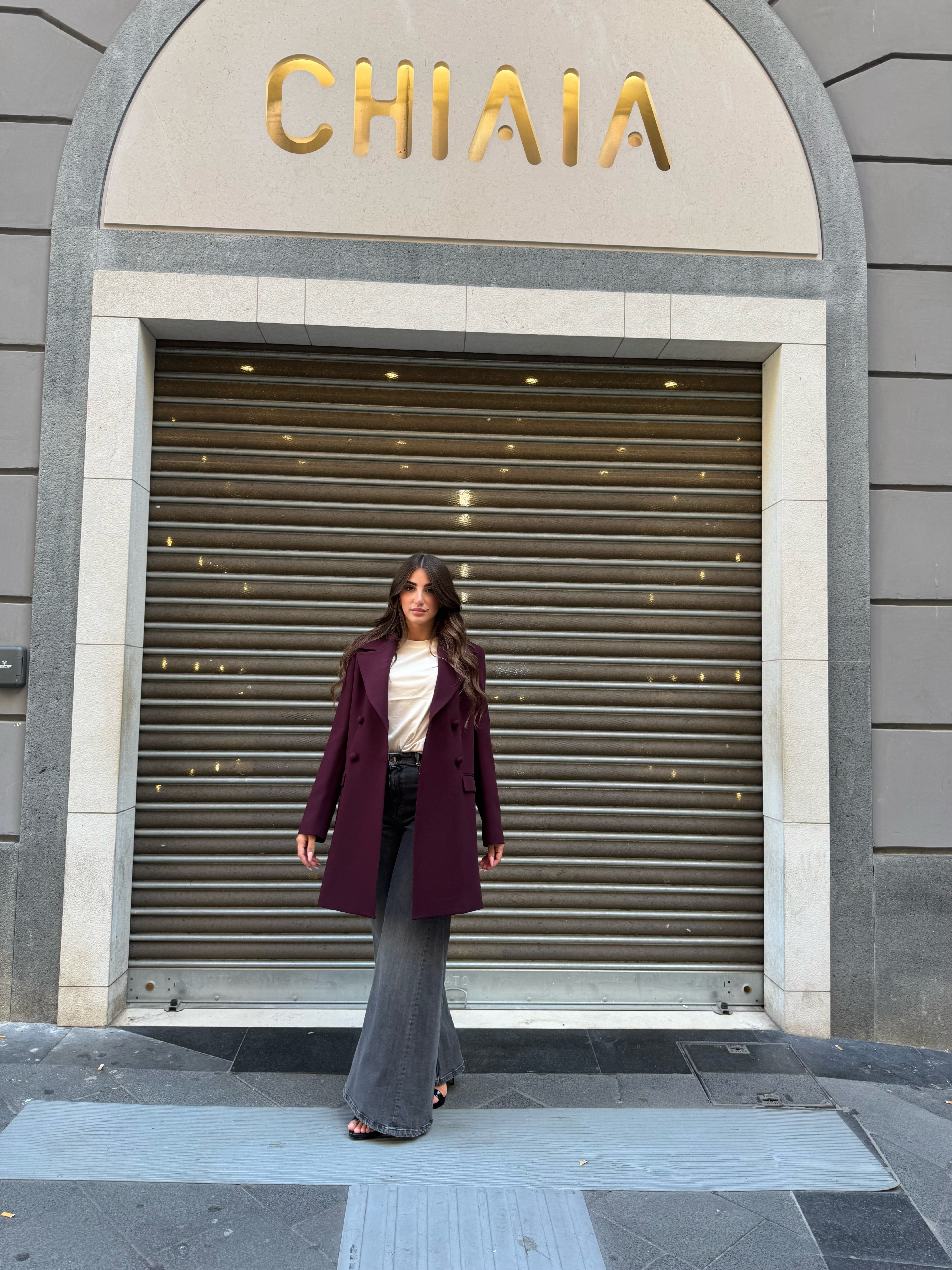 Cappotto doppio petto in crepe Hanita